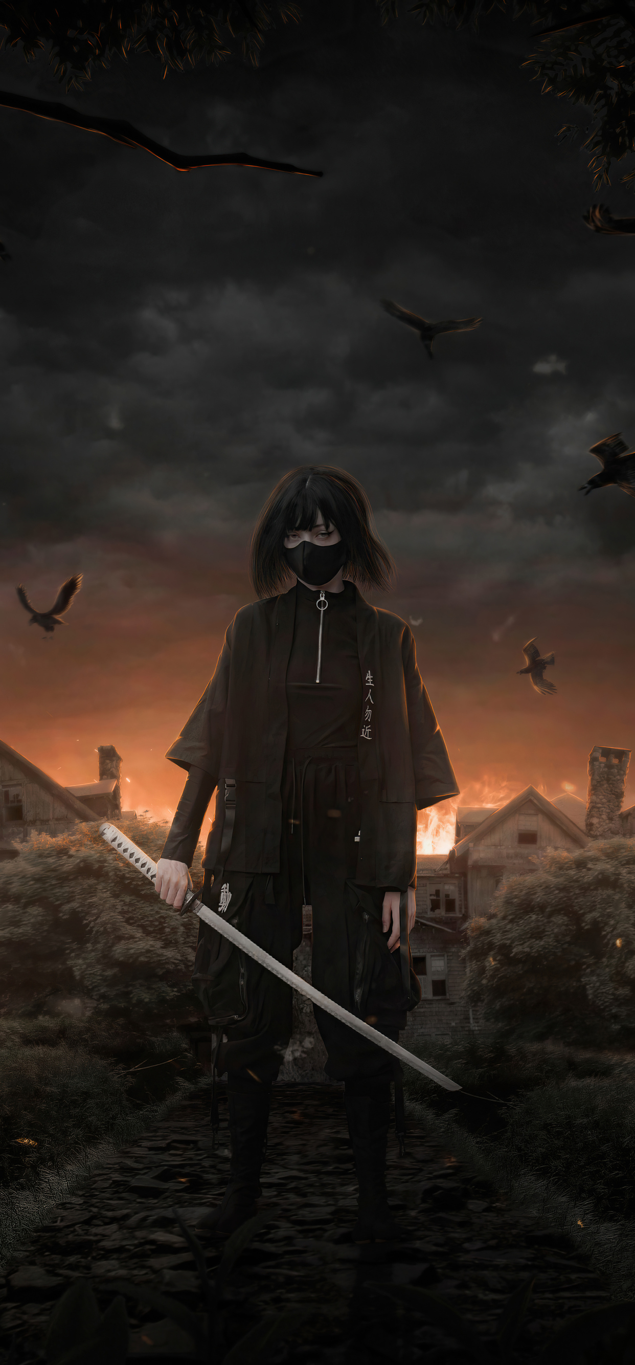 Samurai Girl Artwork 4k