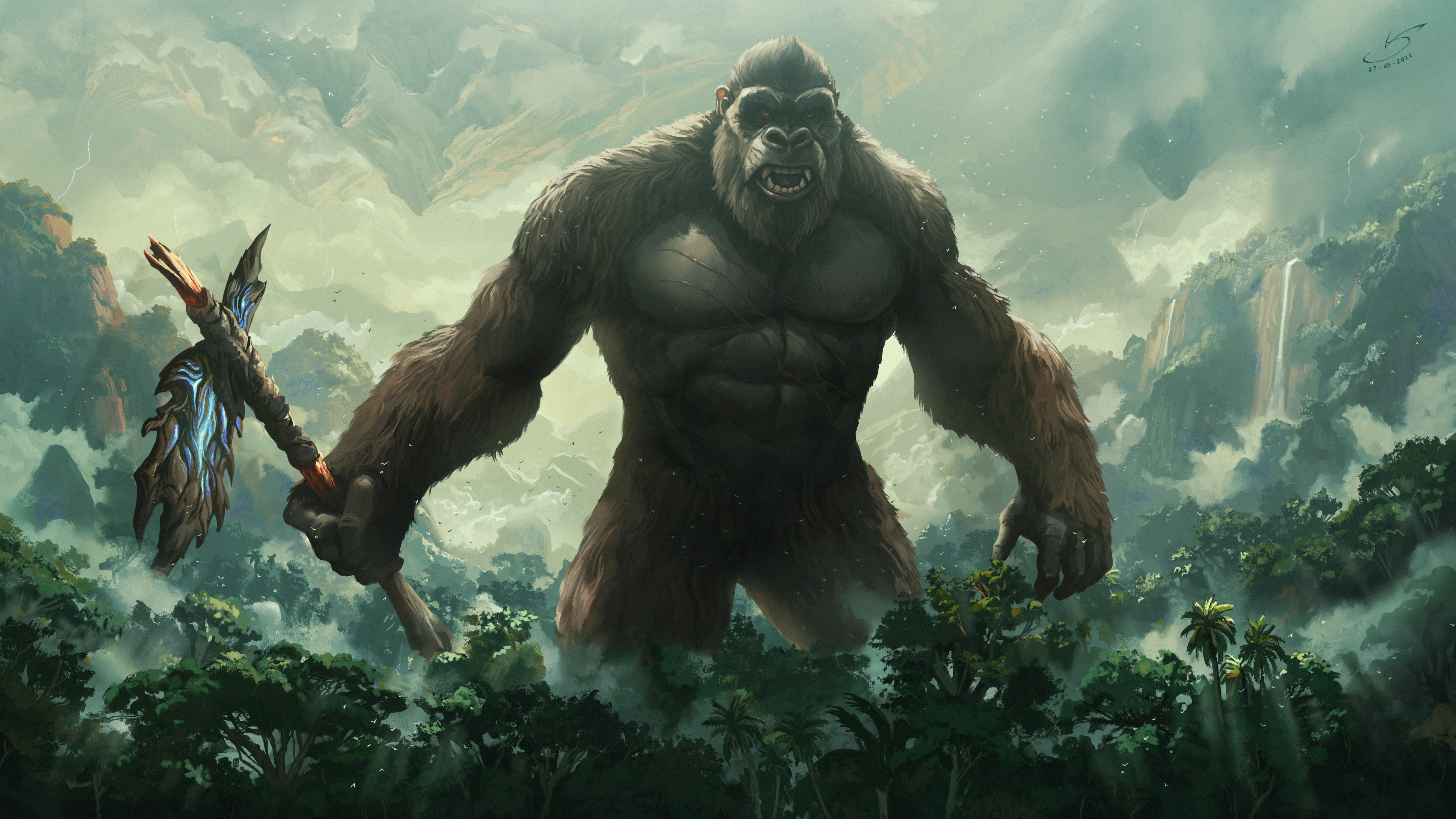 King Kong Roars: 4K Ultra HD Wallpaper from Godzilla vs. Kong Moviex3000