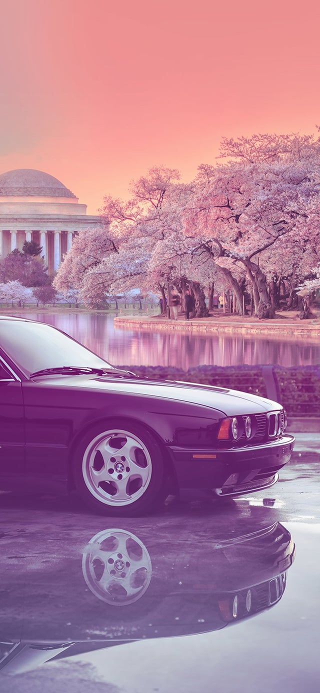 Aesthetic BMW Parked Near A Lake 4K