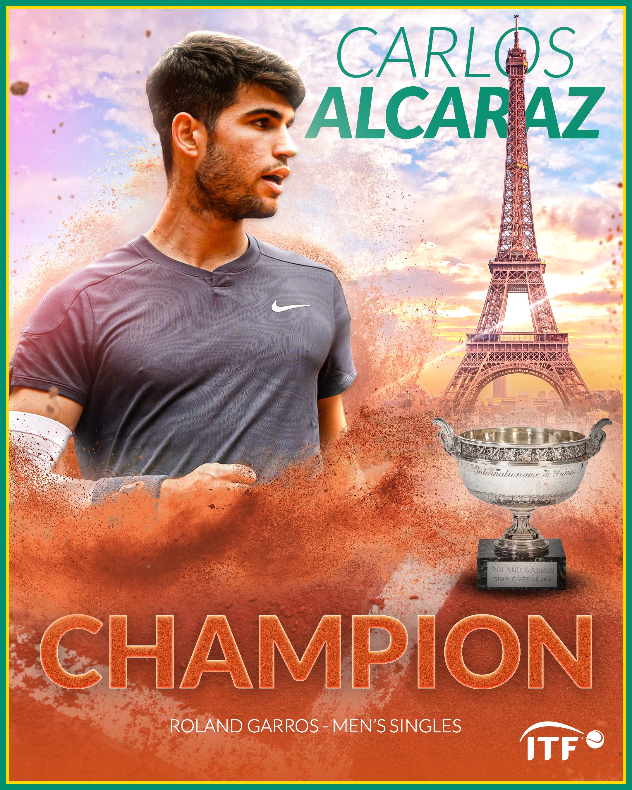 Carlos Alcaraz Roland Garros Champion 2024 wallpaper