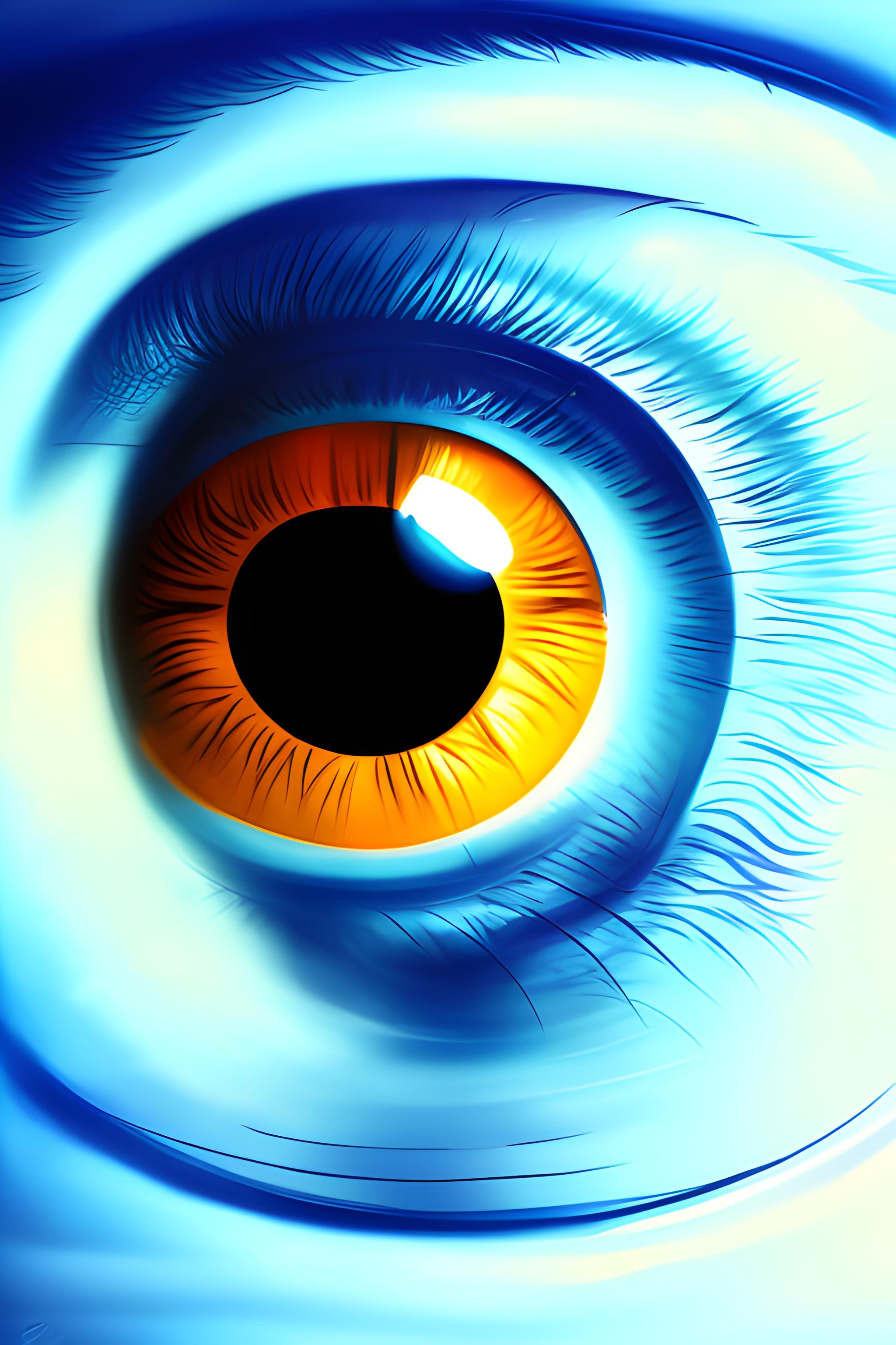 A focus on an anime eye, make it blue