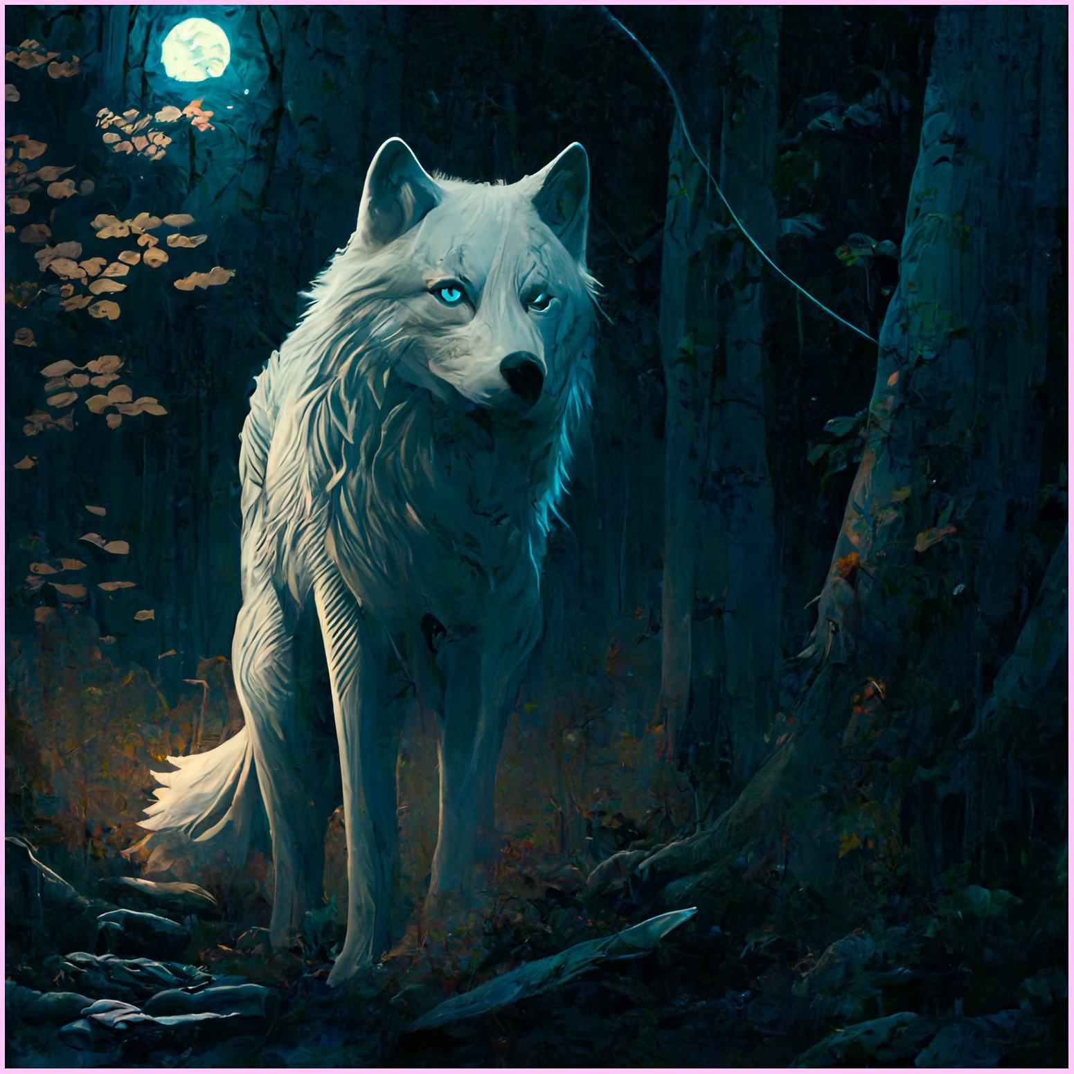 Moonlit Forest Wolf Diamond Painting