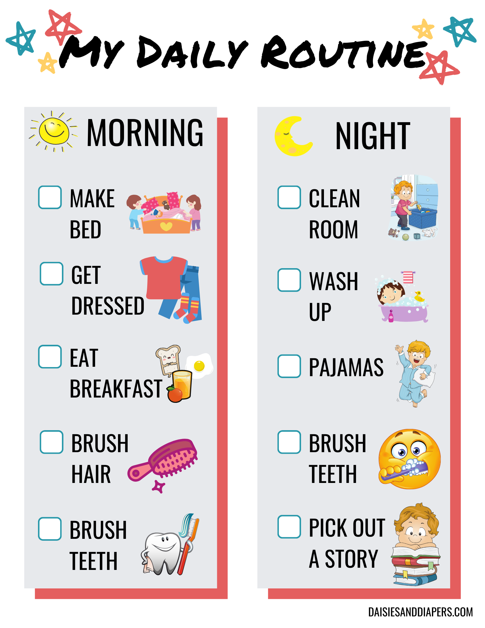 Daily routine chart for kids