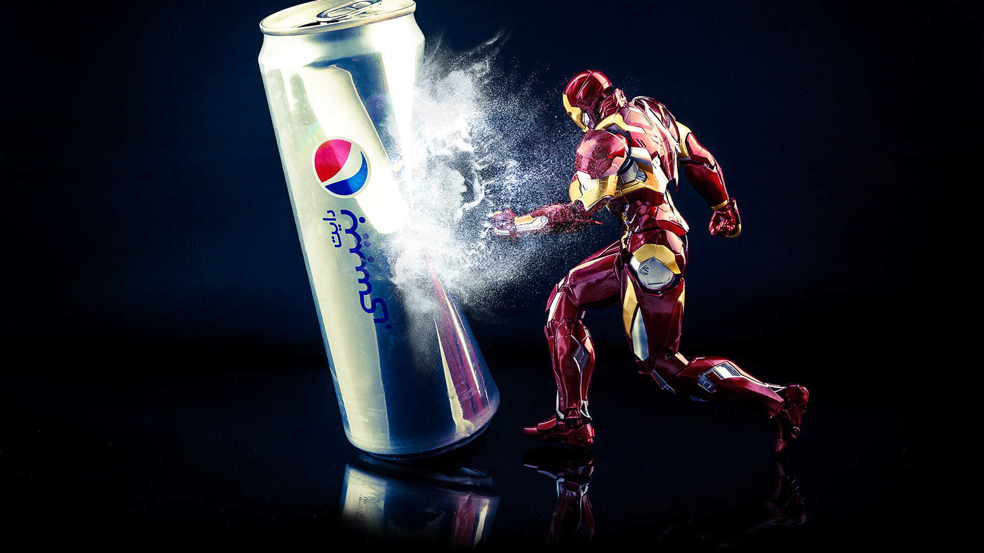 Iron Man Kicking Pepsi Can