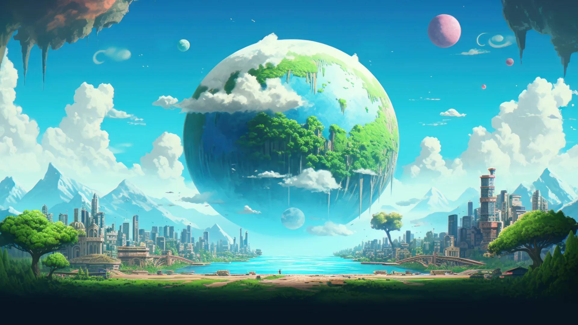 Floating Planet Pixel Art [1920x1080]