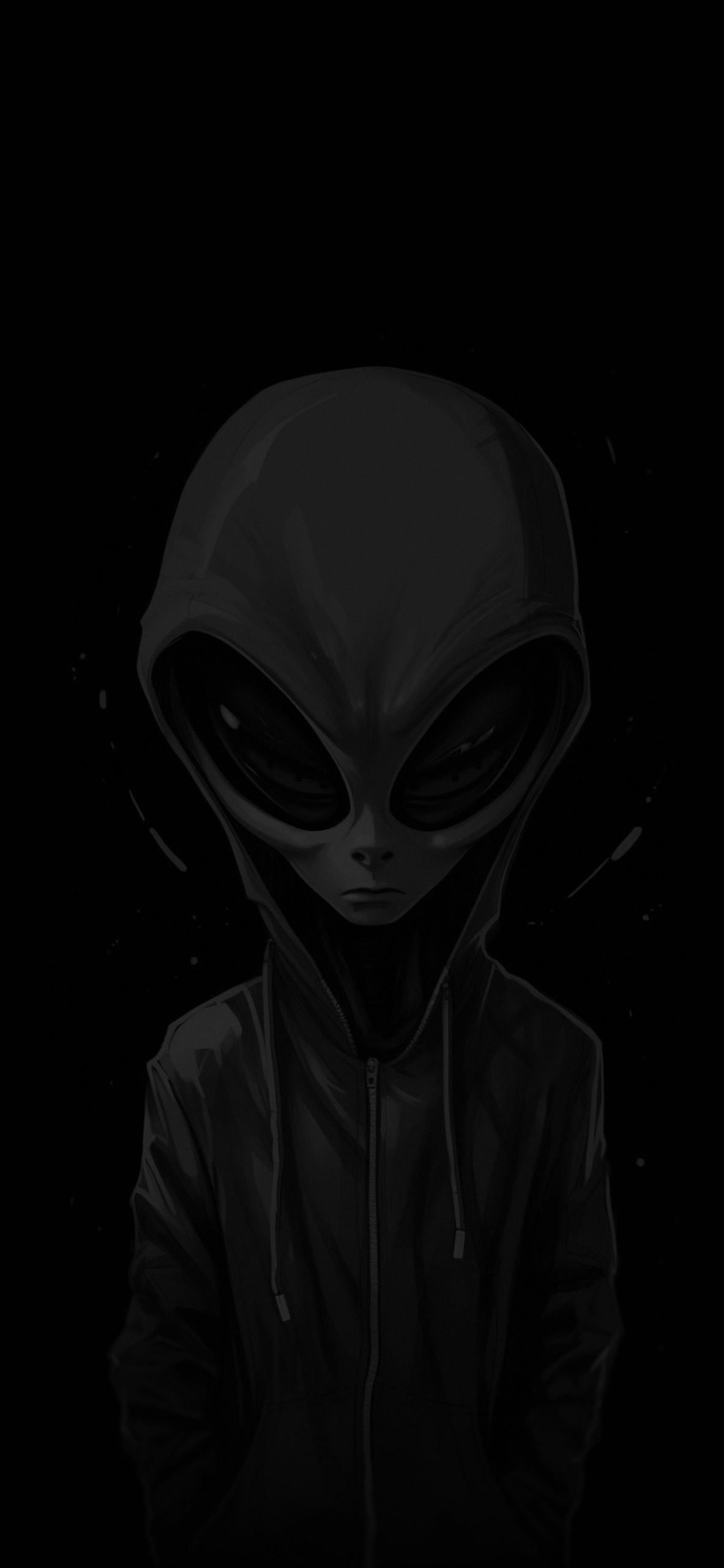 Hooded Green Alien Black Wallpaper