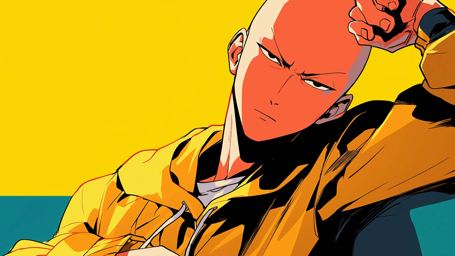 Saitama Yellow Anime Desktop Wallpaper