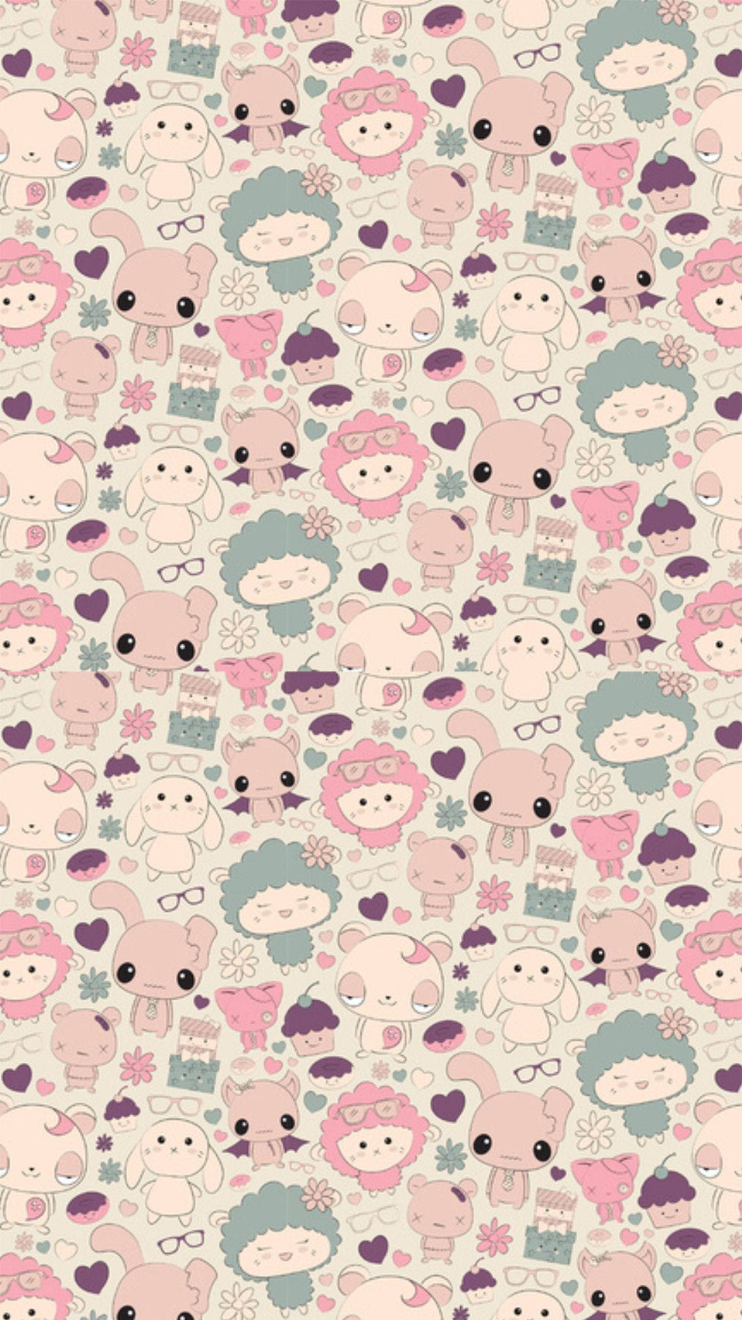 Cute Kawaii Animal Pattern Wallpaper