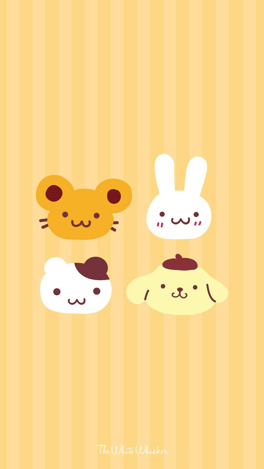 Four Kawaii Animals On It Background