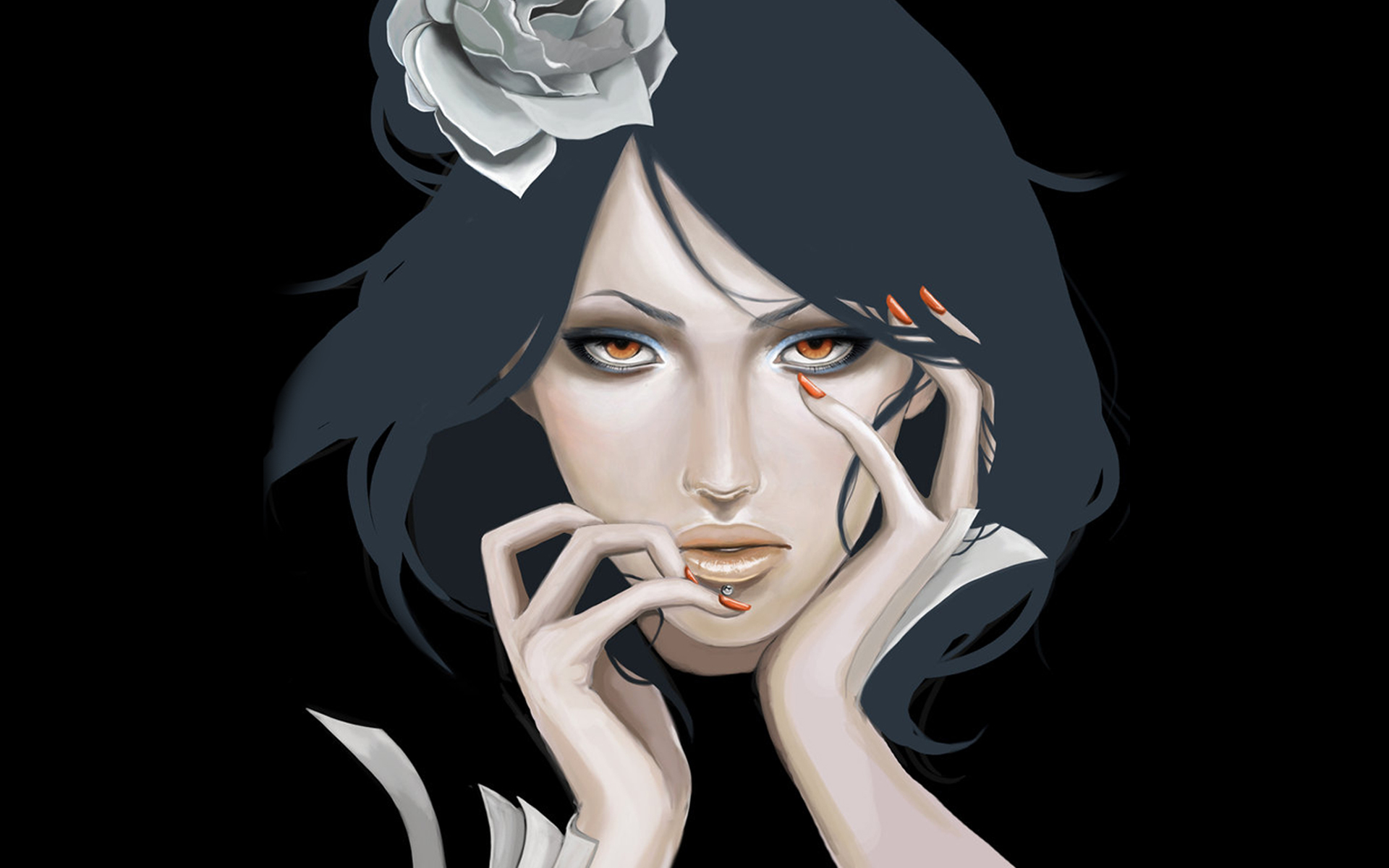 Wallpaper flower, girl, piercing