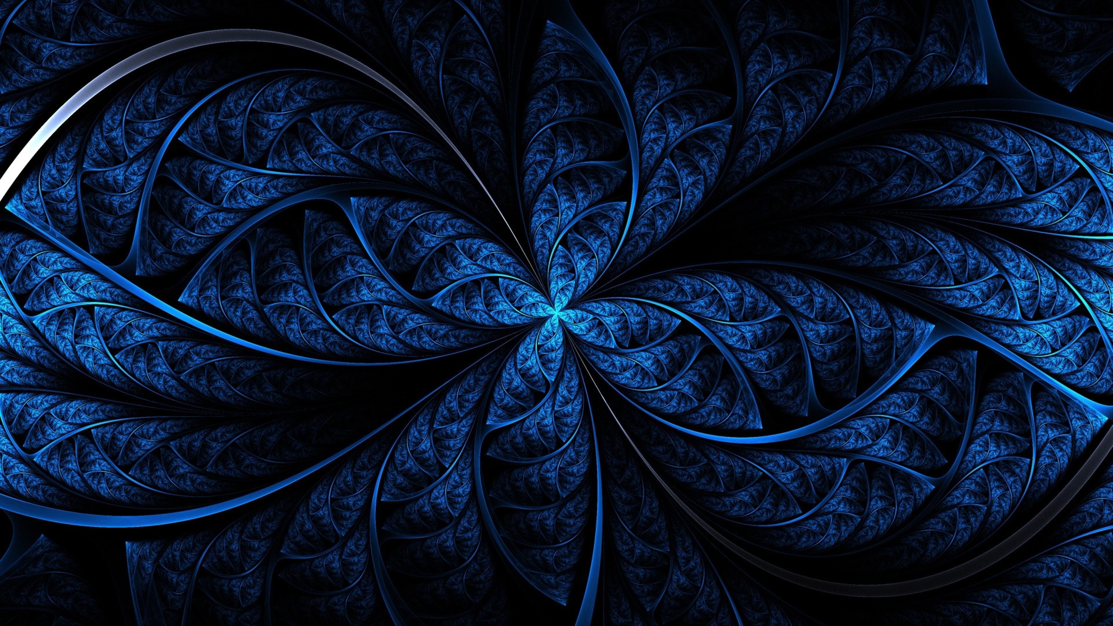 HD wallpaper: blue, fractal art, dark