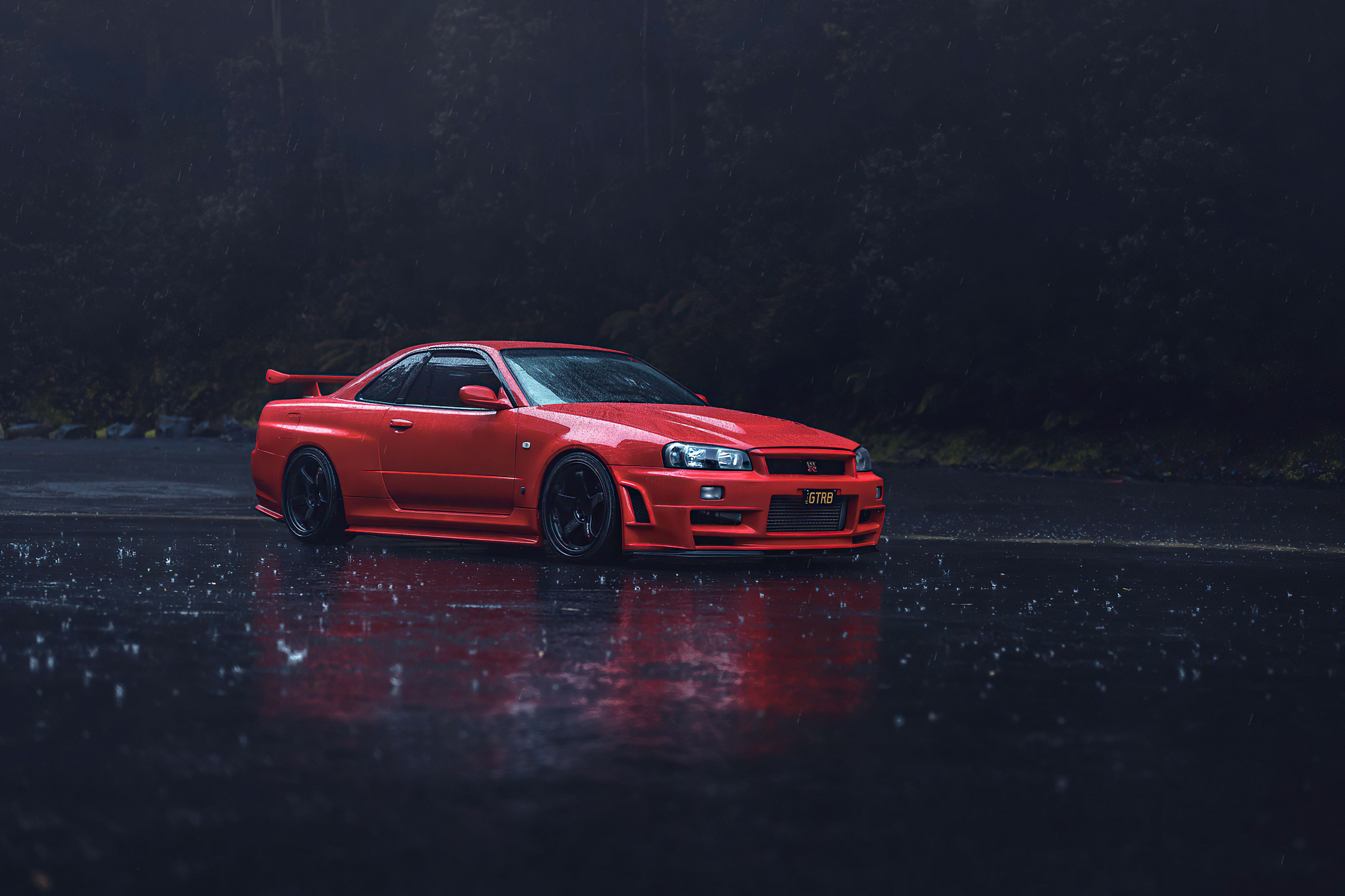 Red Nissan GTR R34 4k Red Nissan GTR