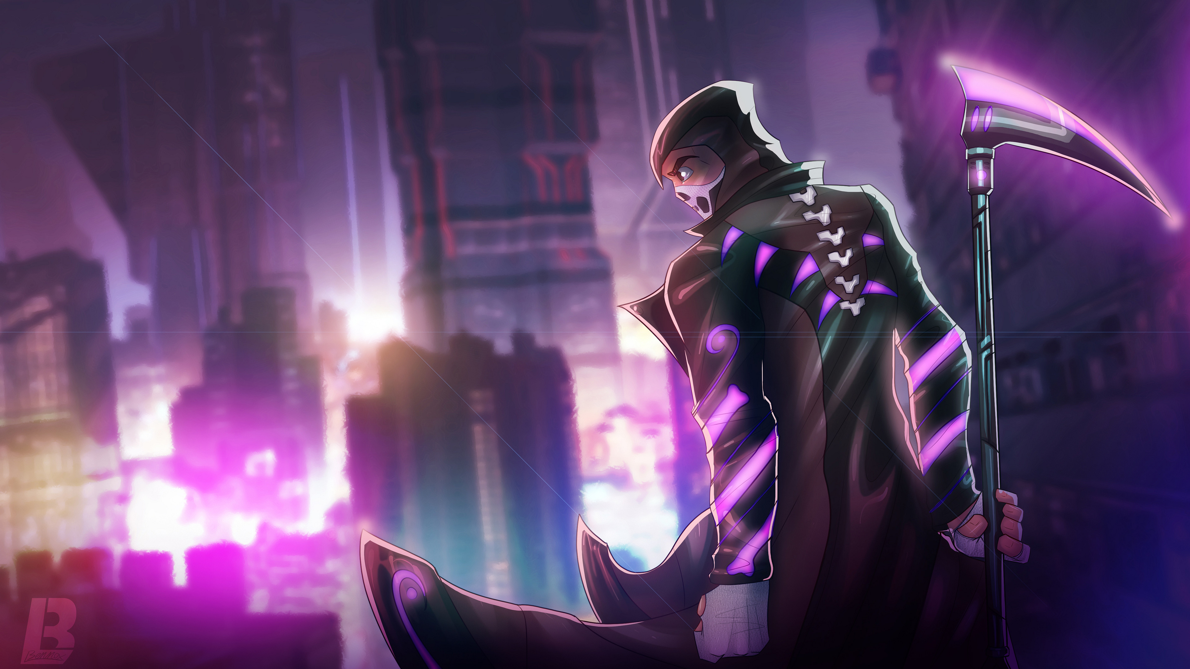 Cyberpunk Grim Reaper 4k Wallpaper, HD