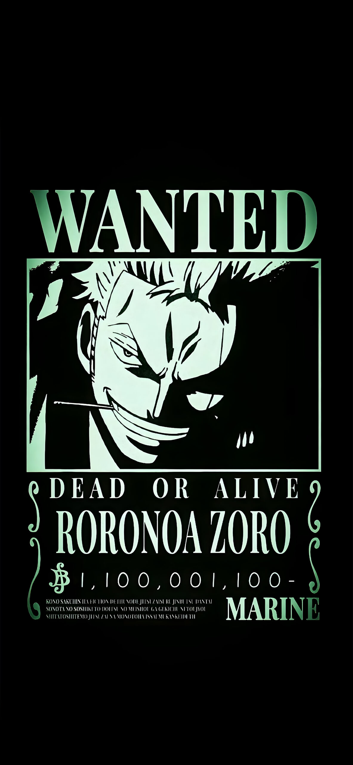 One Piece Zoro Wanted Poster Black