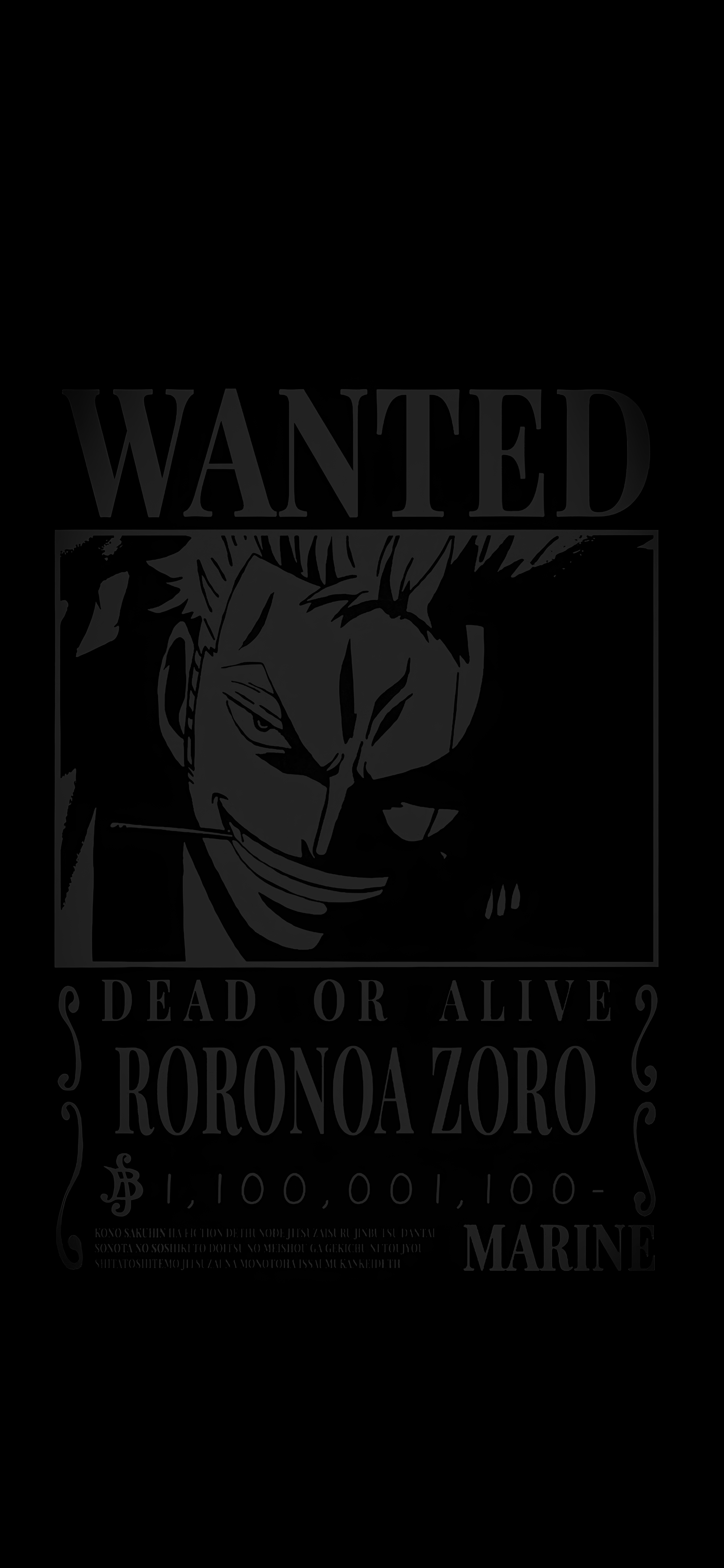 One Piece Zoro Wanted Poster Black