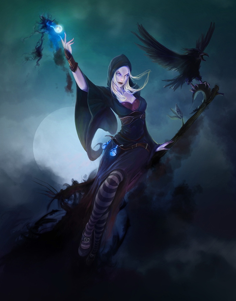 Photos Magic Crows Witch Fantasy young