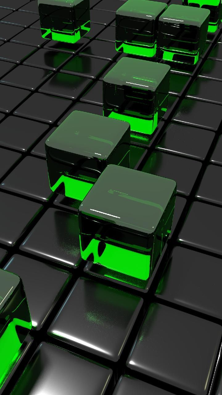 Cube Grid Green Wallpaper