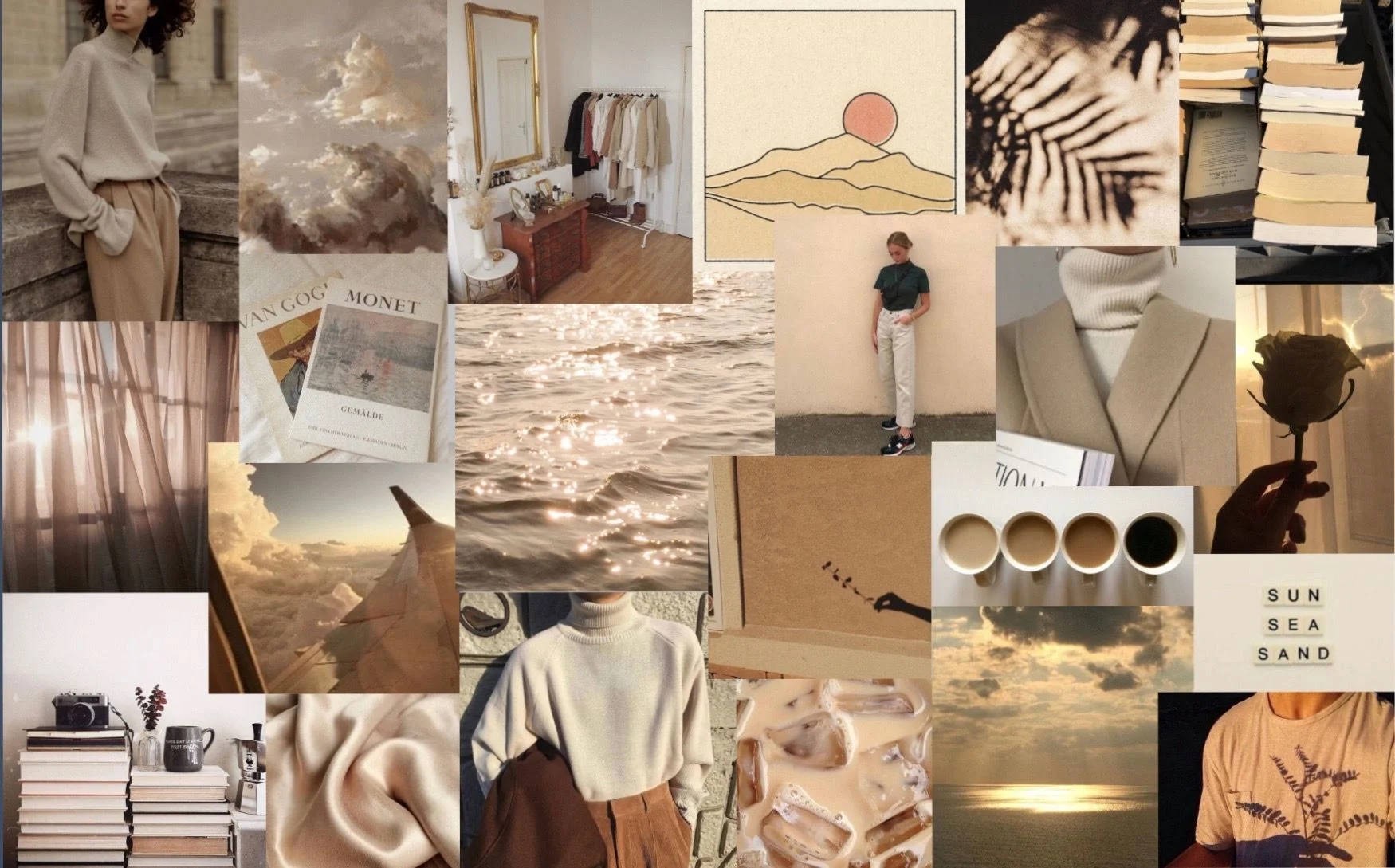 Beige Aesthetic Collage Wallpaper