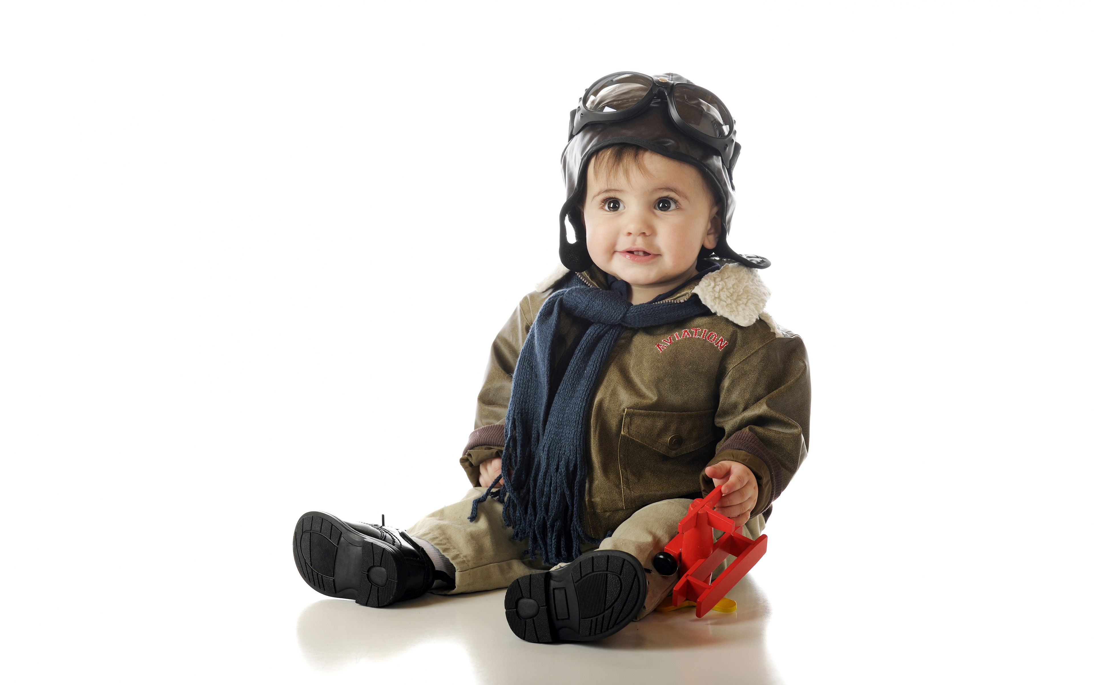 Cute Baby Boy, Pilot Outfit Toy Plane