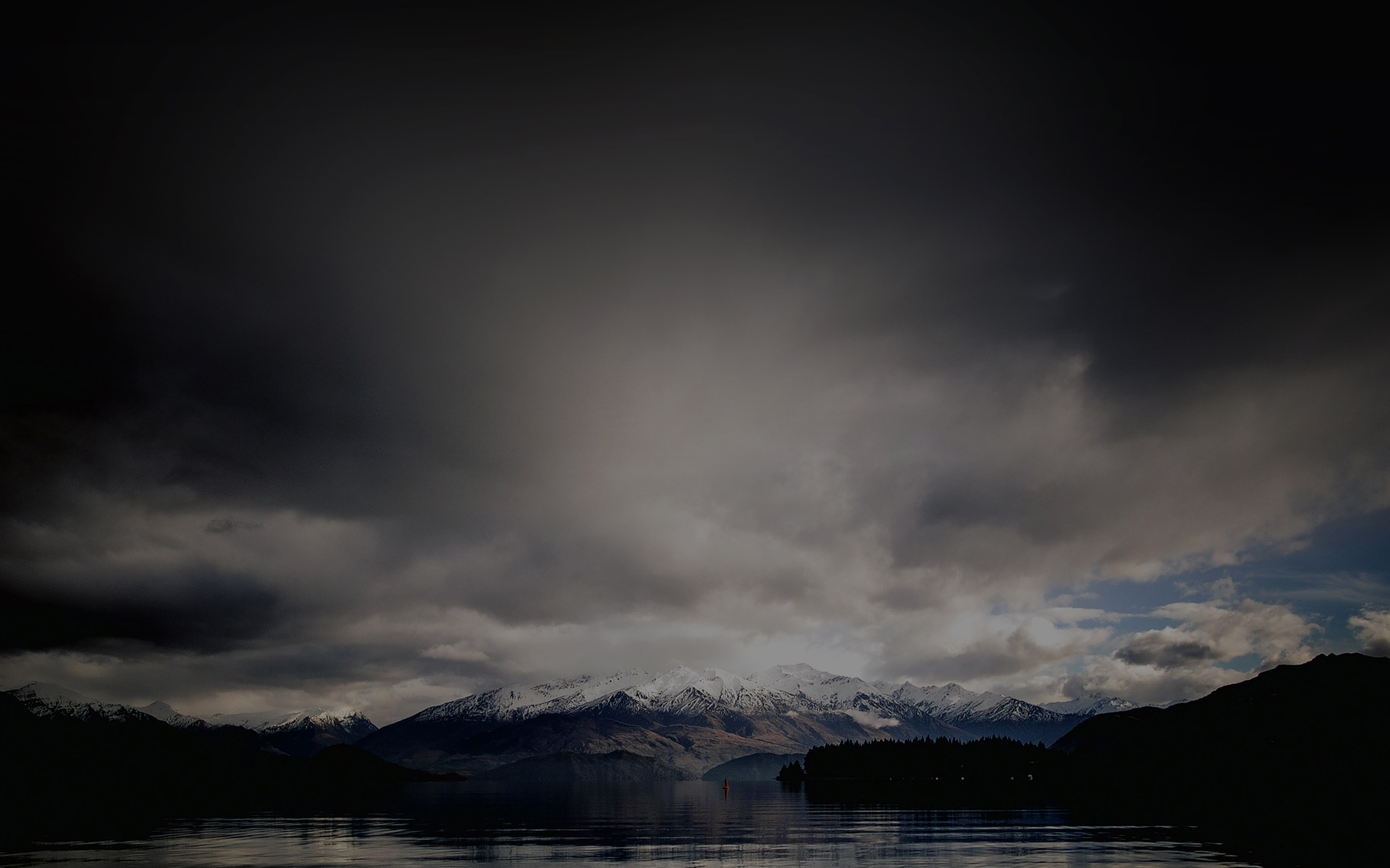 Lake Dark Mountain And Sky Nature