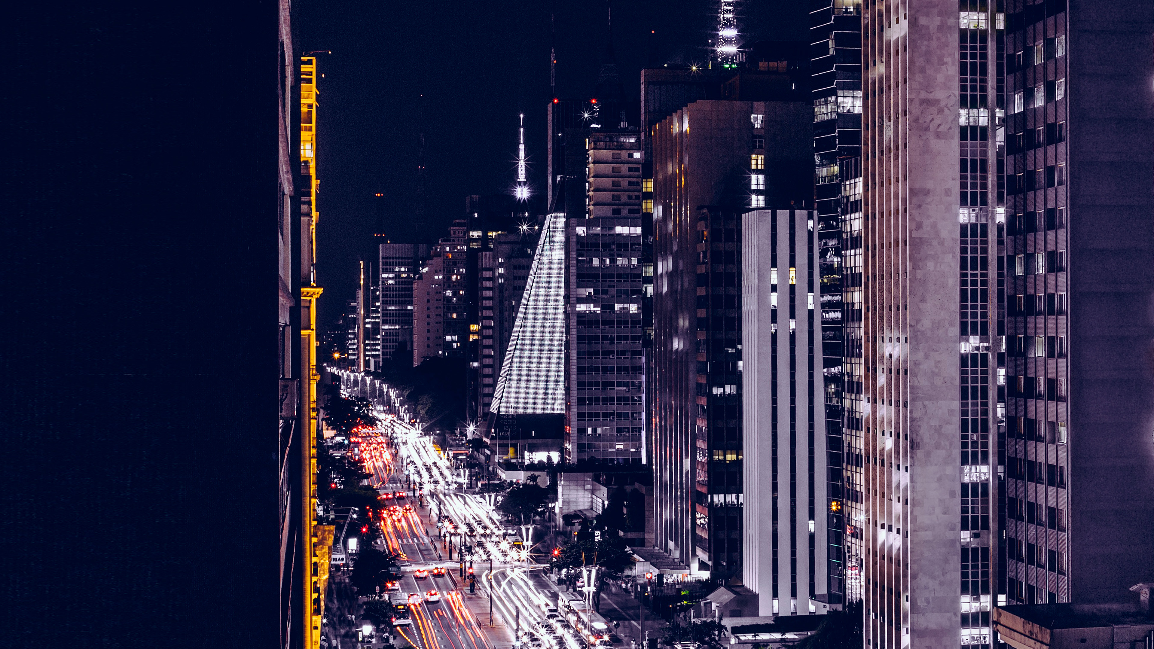 City Night View Urban Street Blue