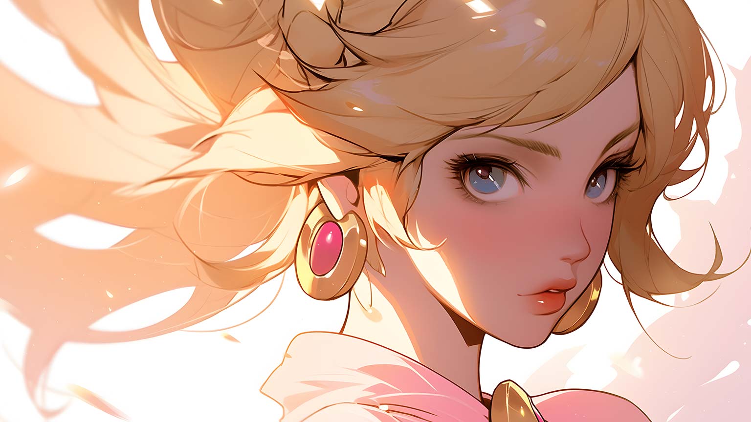 Beautiful Princess Peach Super Mario Desktop Wallpaper in 4K