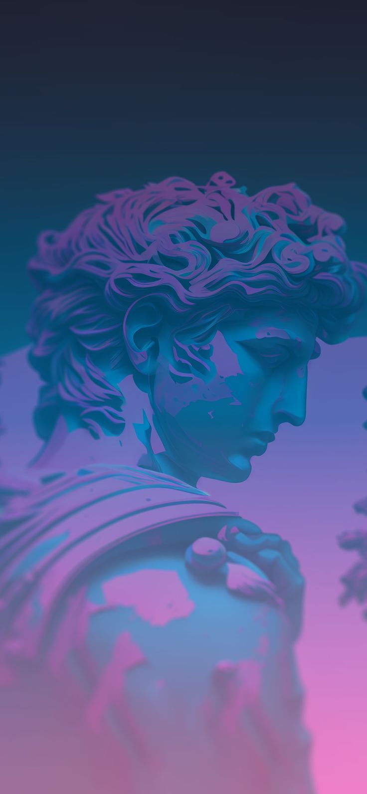 Vaporwave Michelangelo Statue Wallpaper