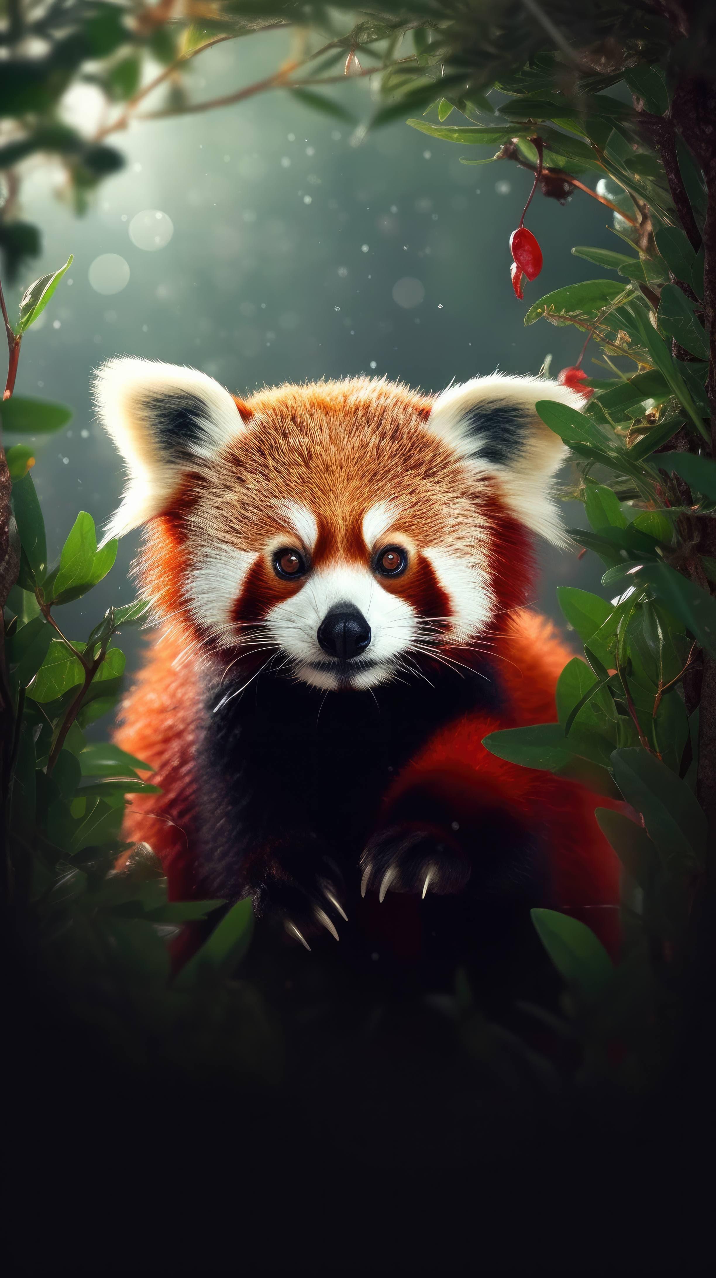 curious and playful Red Panda, perched