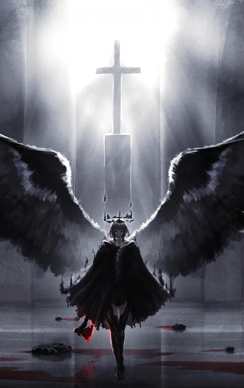 Download wallpaper 840x1336 black wings