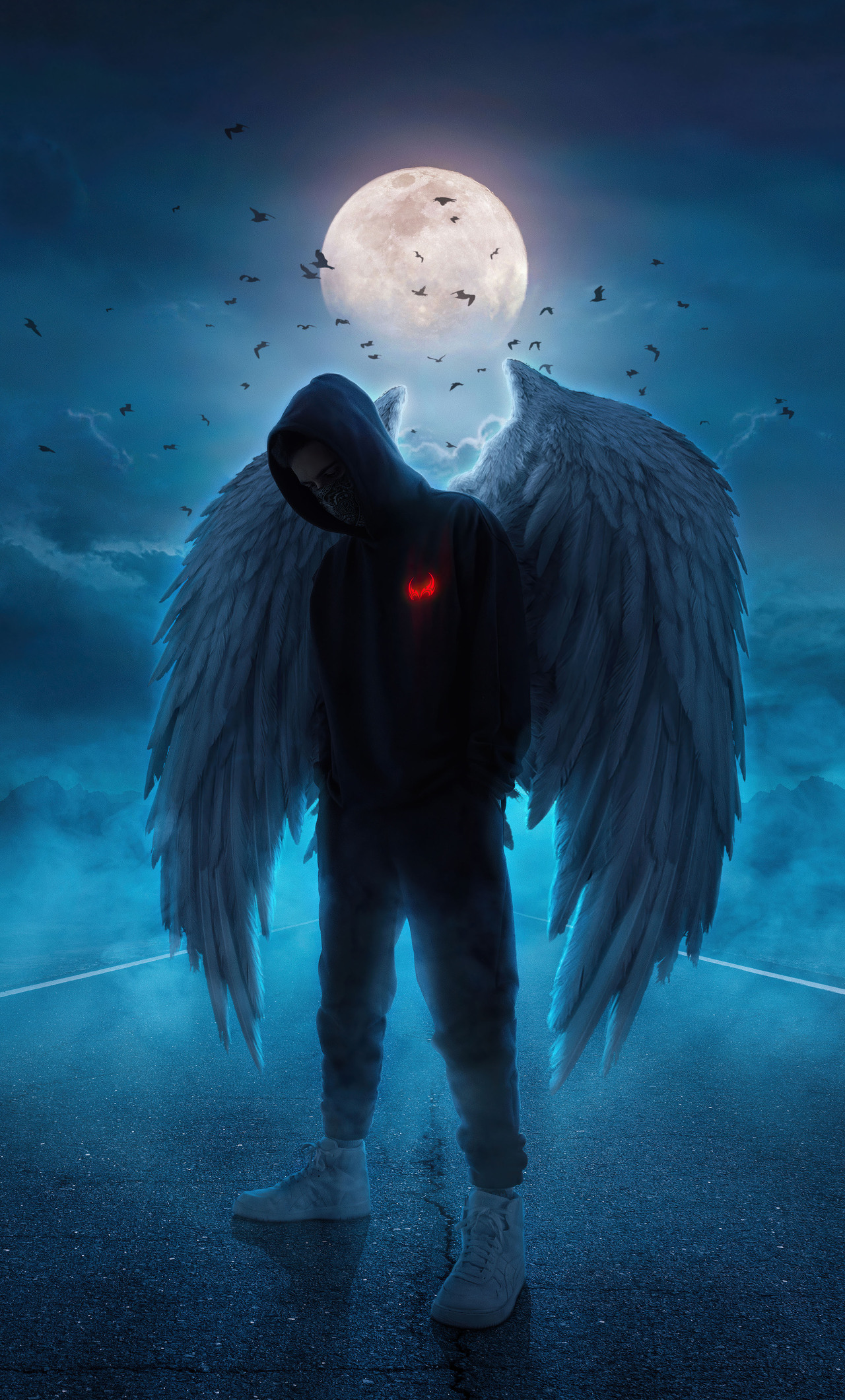 Hoodie Boy Wings Hope 4k