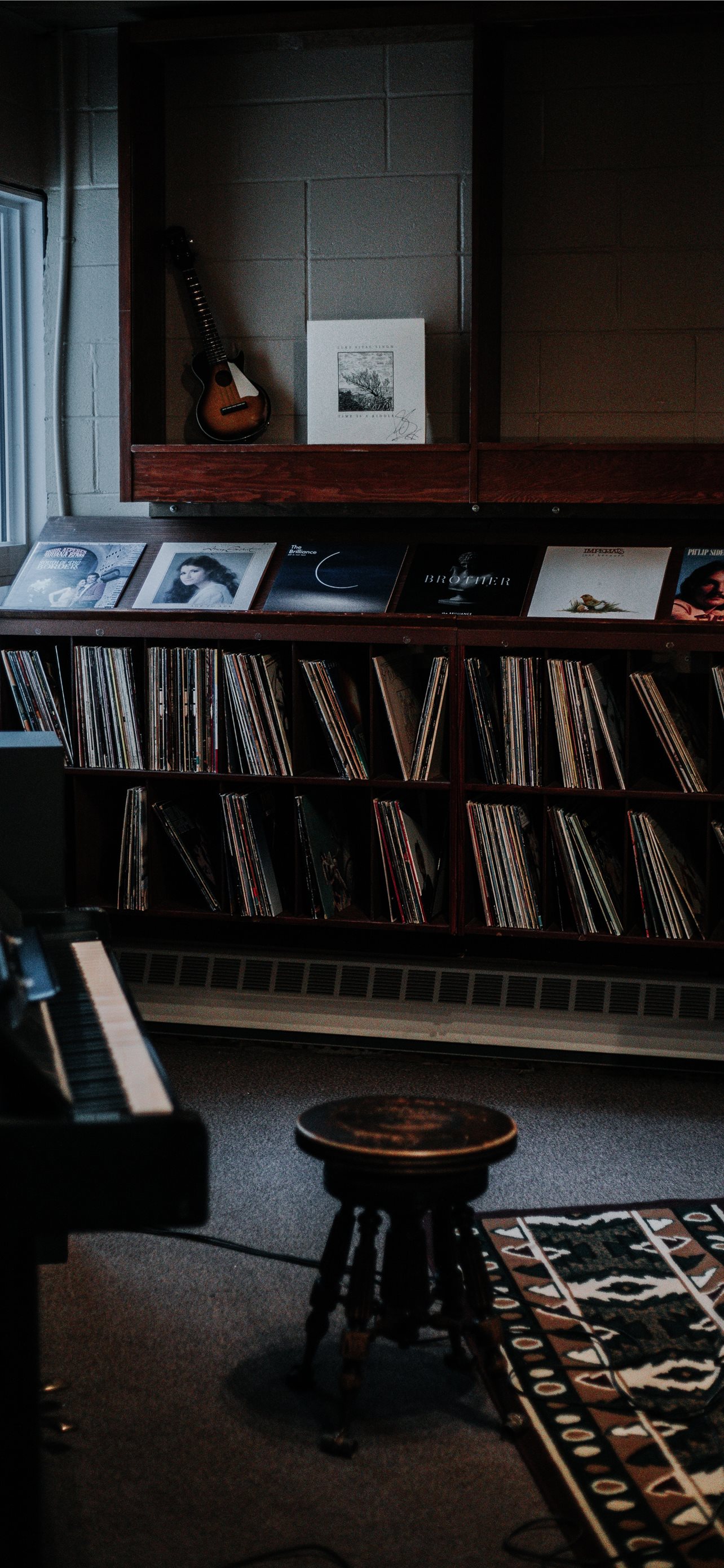 brown wooden shelf iPhone Wallpaper