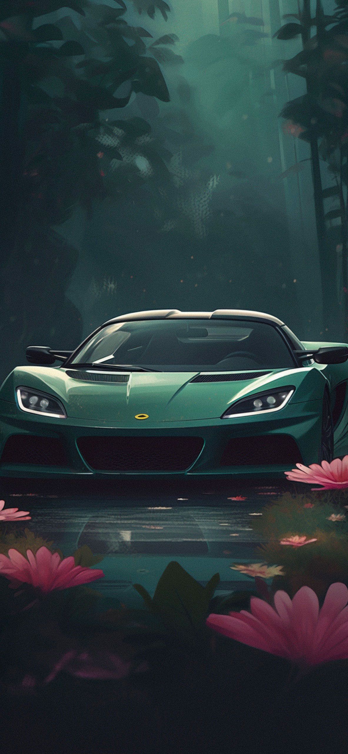 Green Lotus Car Art Wallpaper
