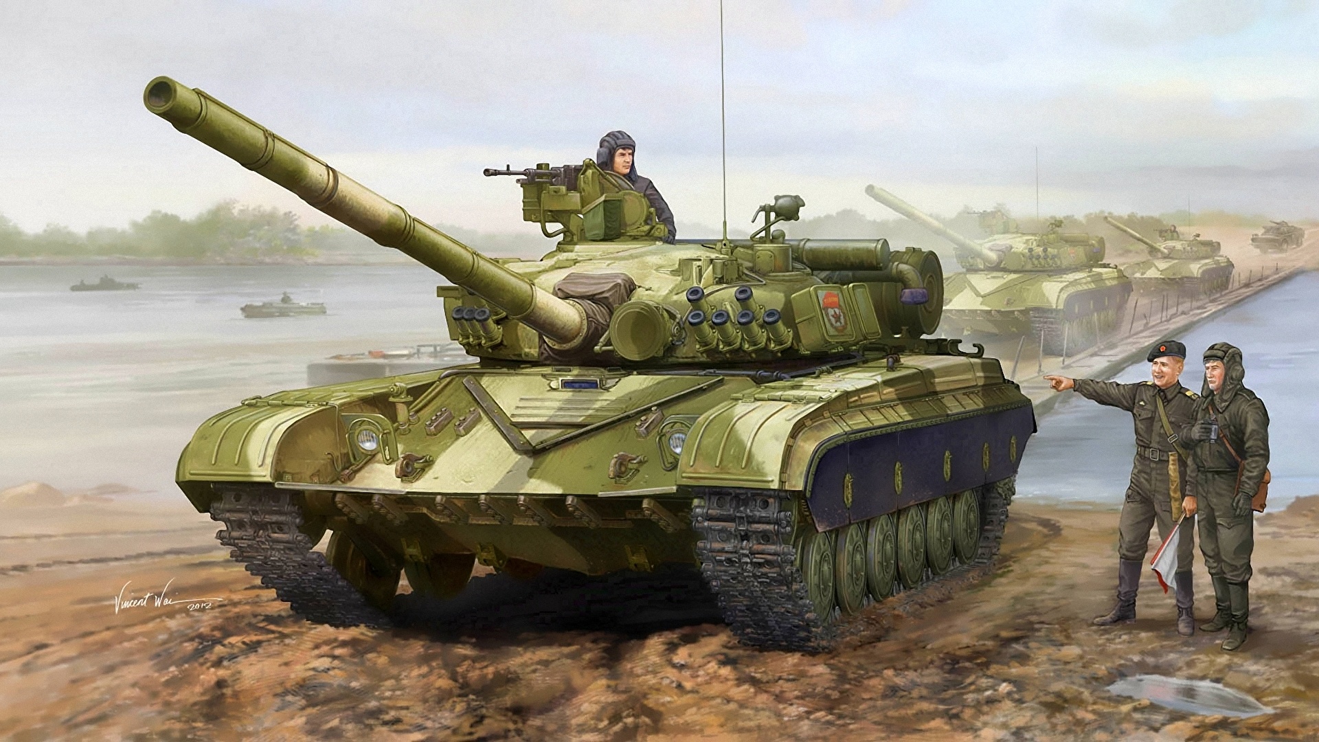Wallpaper Tanks T 64 Painting Art