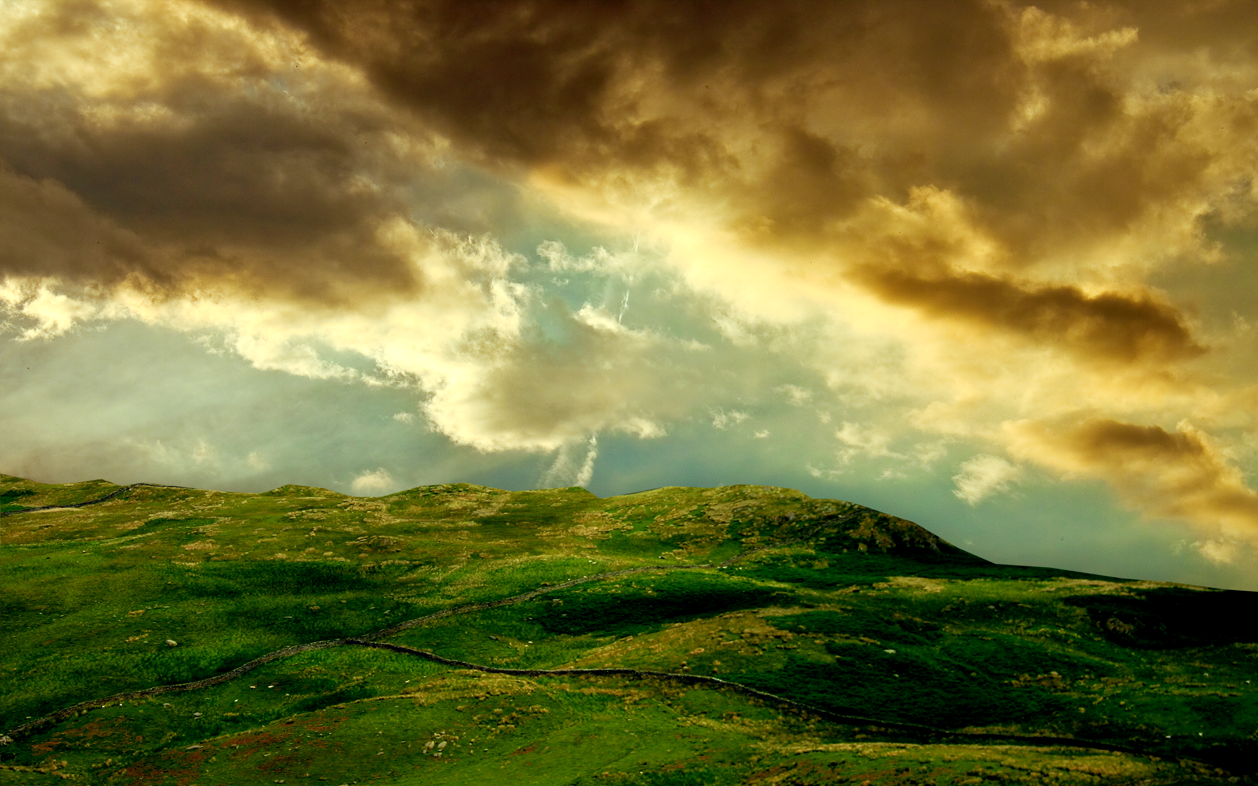Landscape Nature Hill Sunset HD Wallpaper