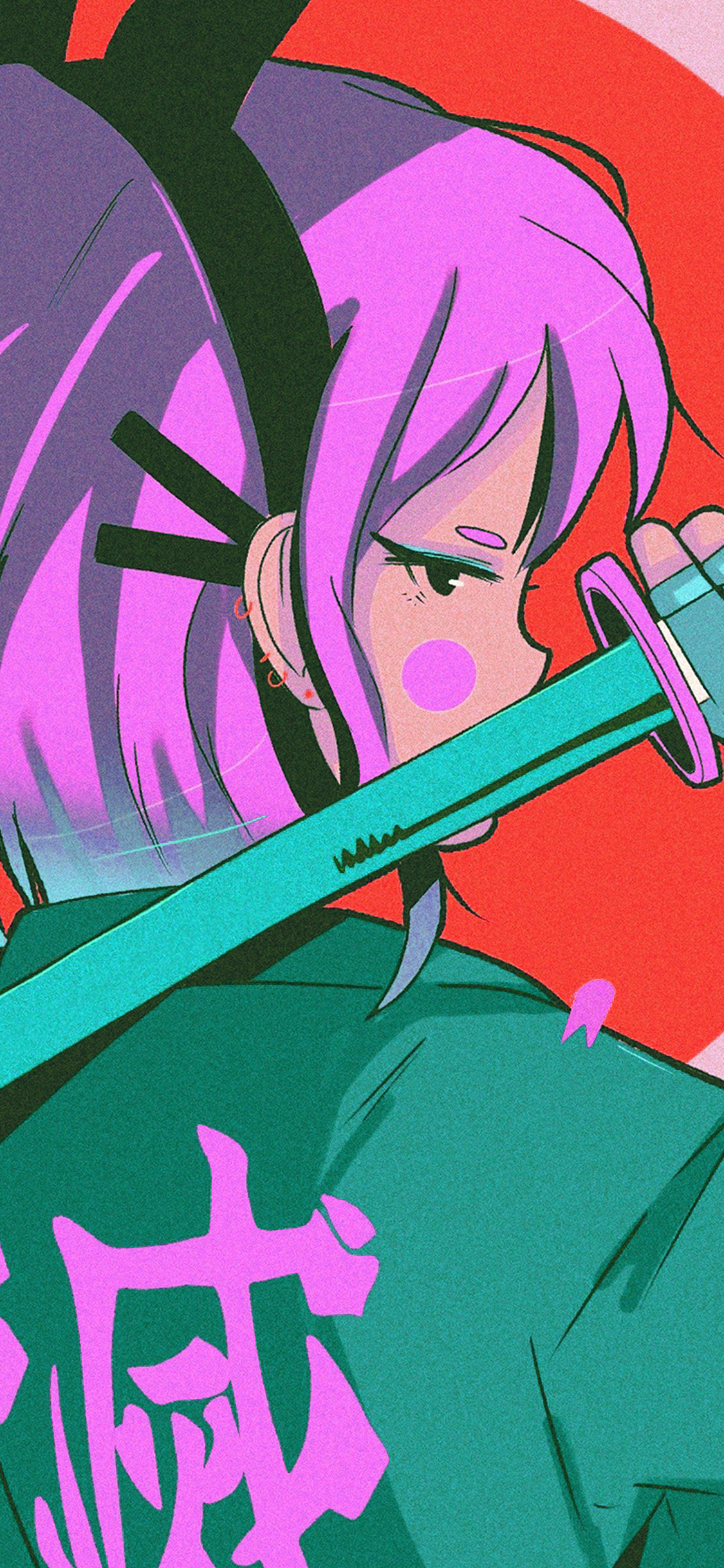 Art Japan Girl Illust Sword Red