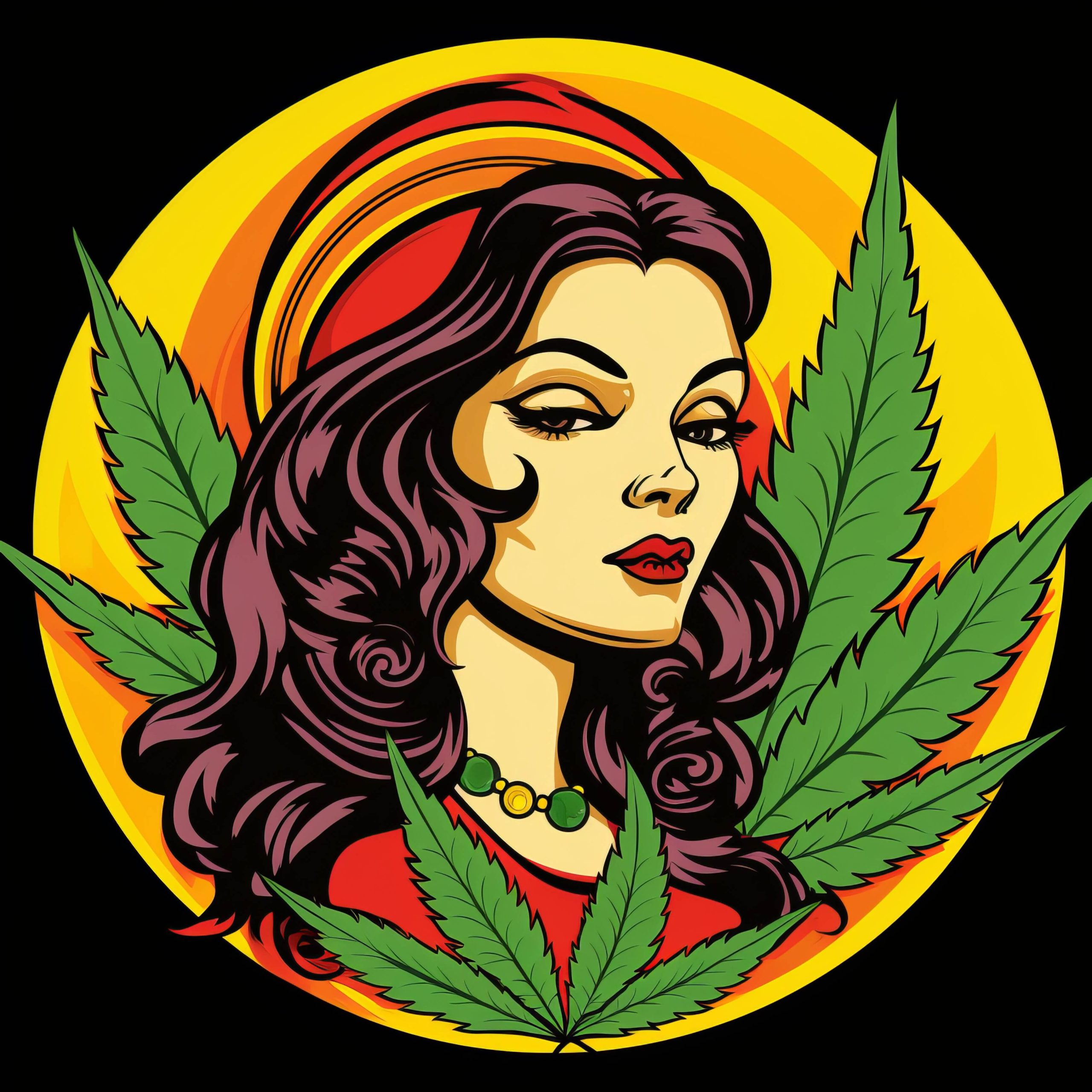 Long Hair And Marijuana Leaves