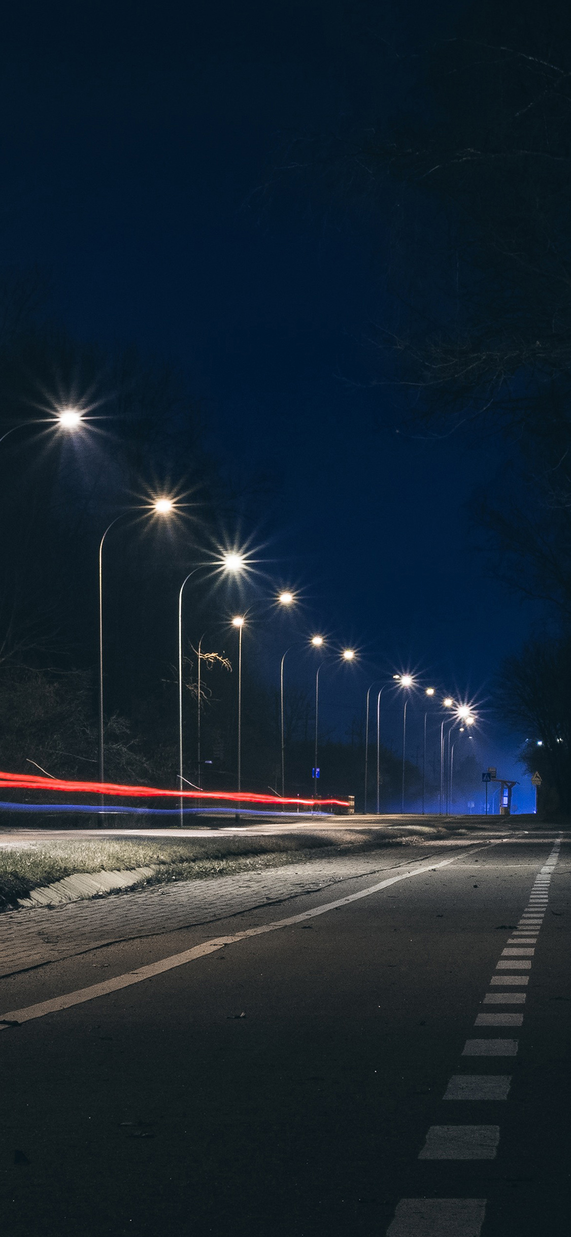 Street Lights Dark Night Car City