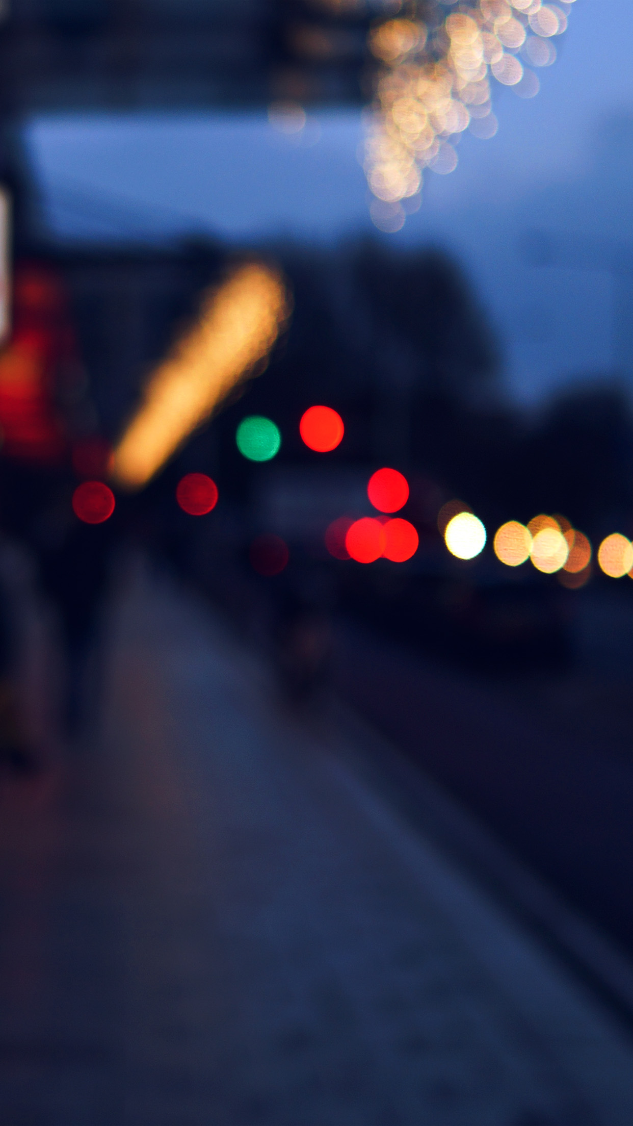 Bokeh Street Lights City Art Blue