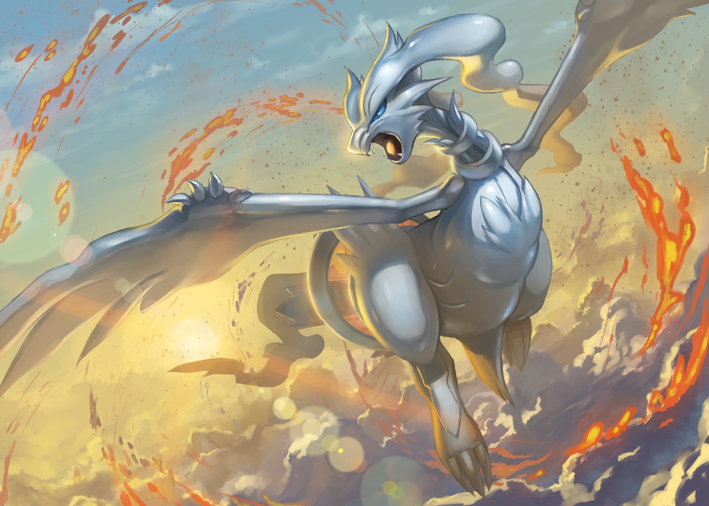 clouds dragon fire no humans pokemon