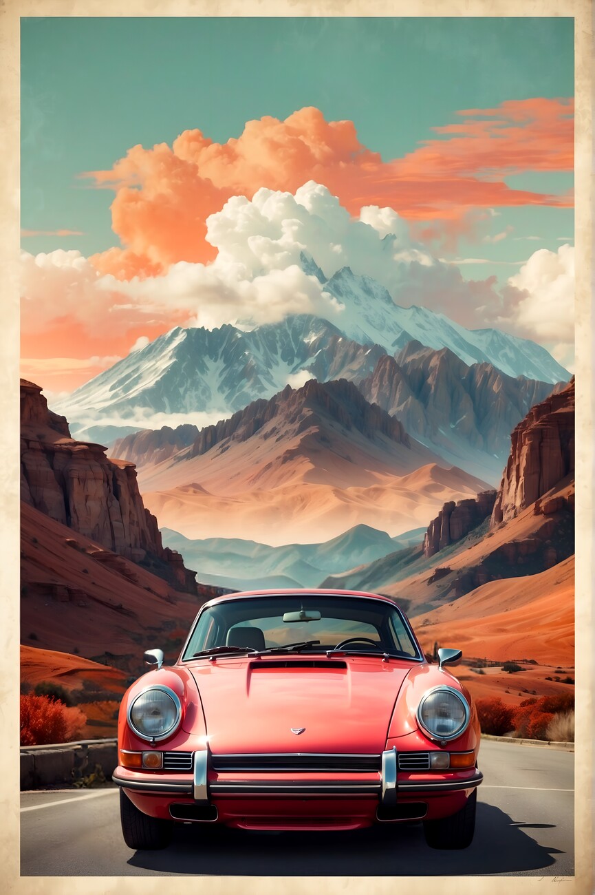 Vintage Porsche 911 Turbo Poster Wall