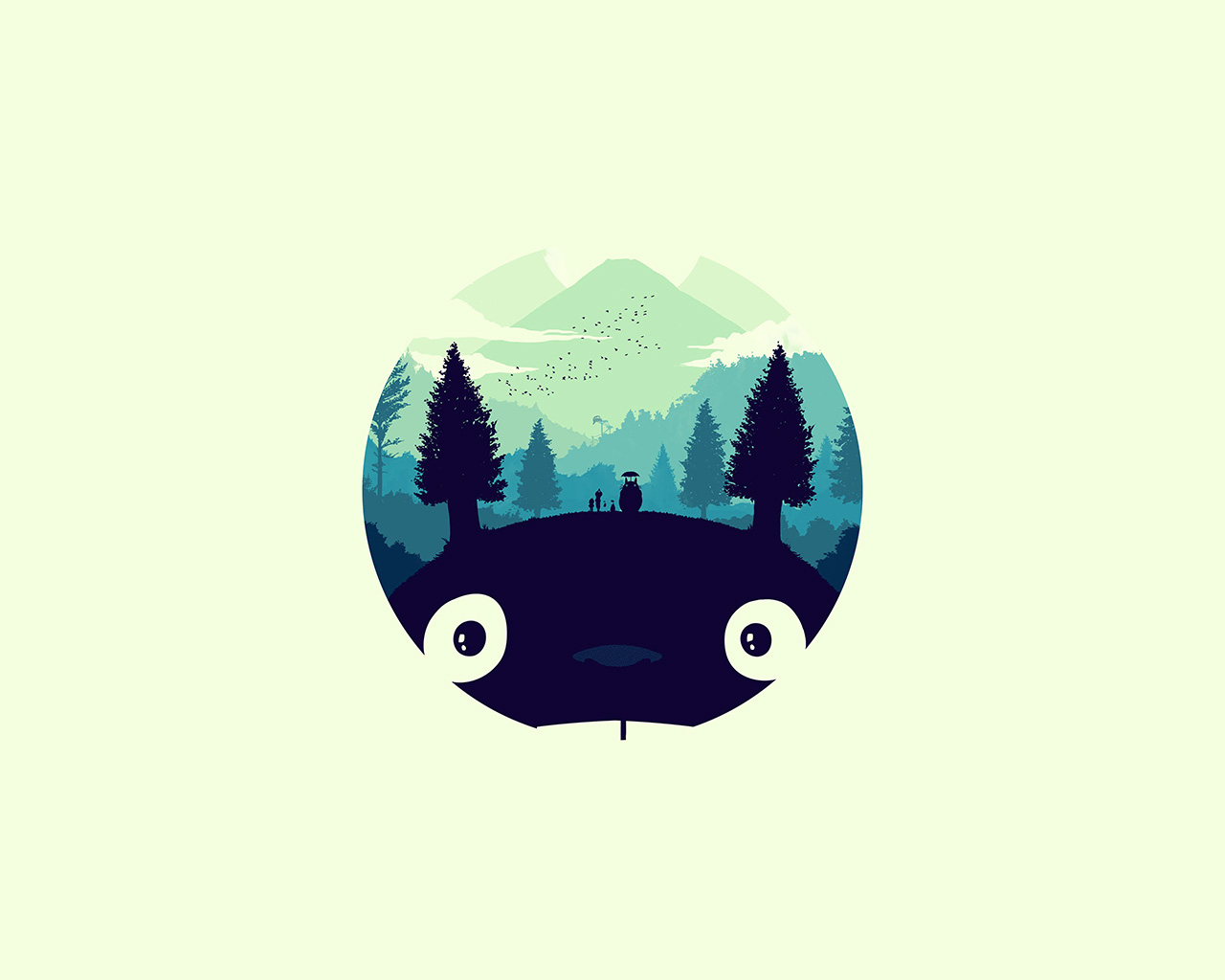 Totoro Art Illust Simple Cute Blue