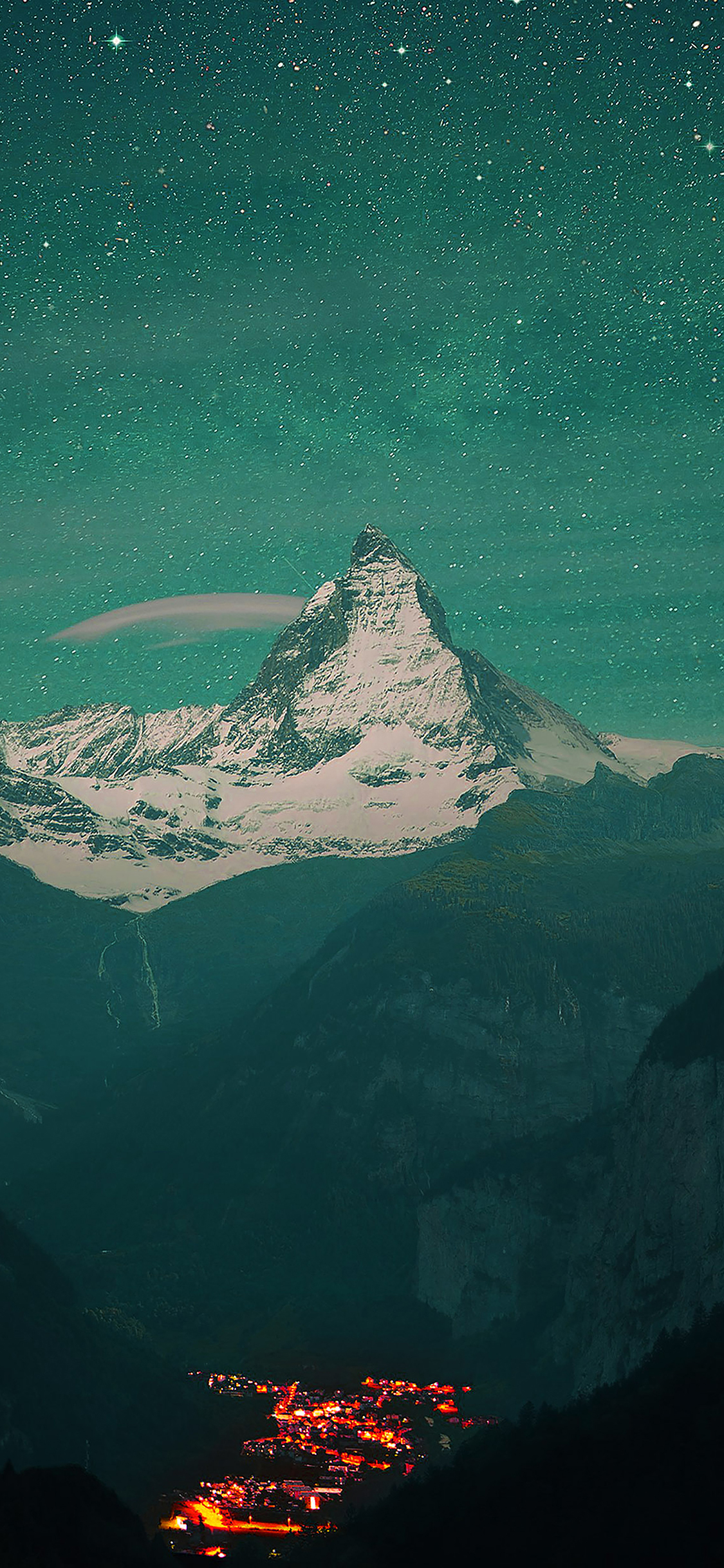 Wallpaper Green Night Mountain