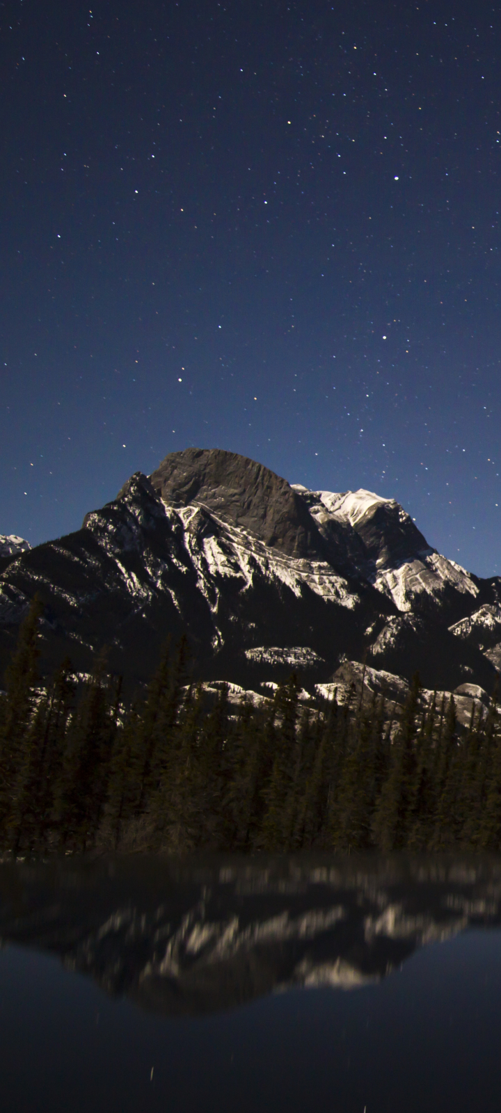 Mountain, Reflection, Starry Sky
