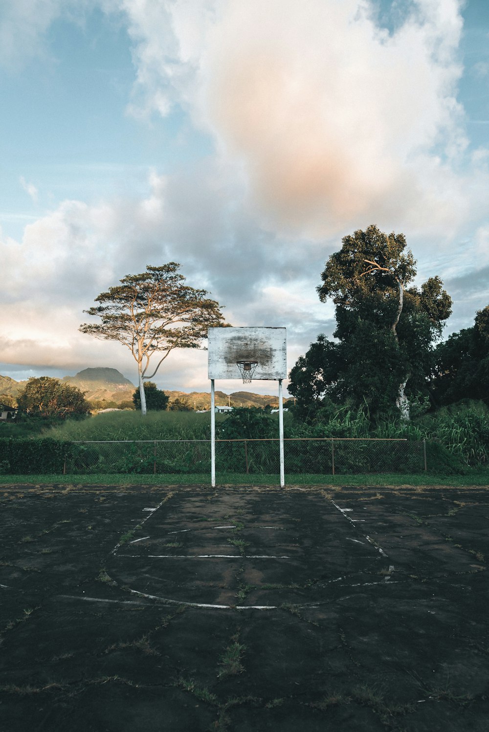 basketball court with a basketball hoop