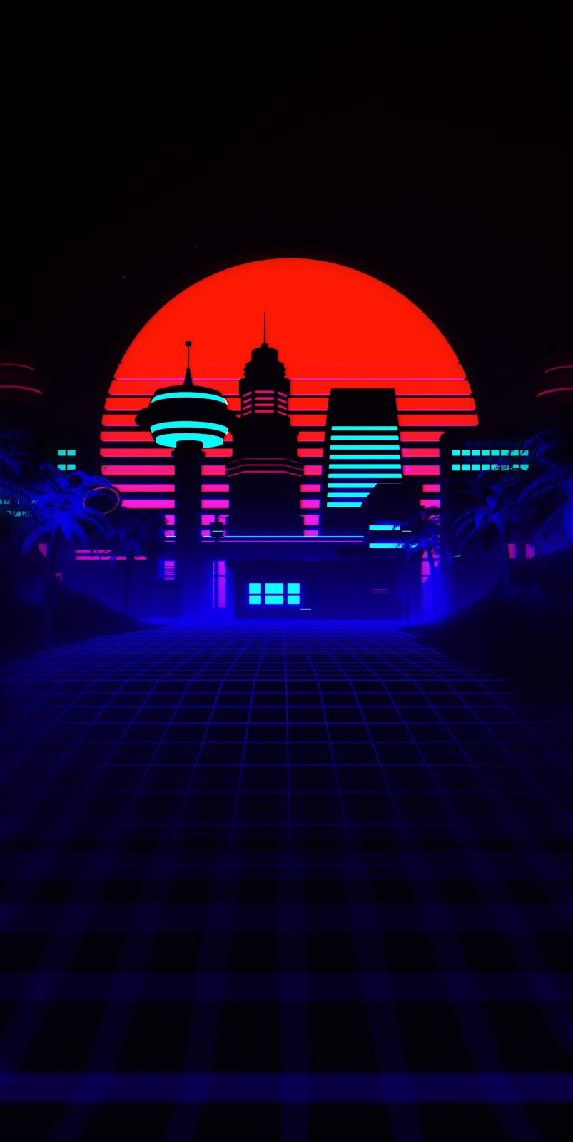 SYNTHWAVE FUTURISTIC CITY WALLPAPER HD