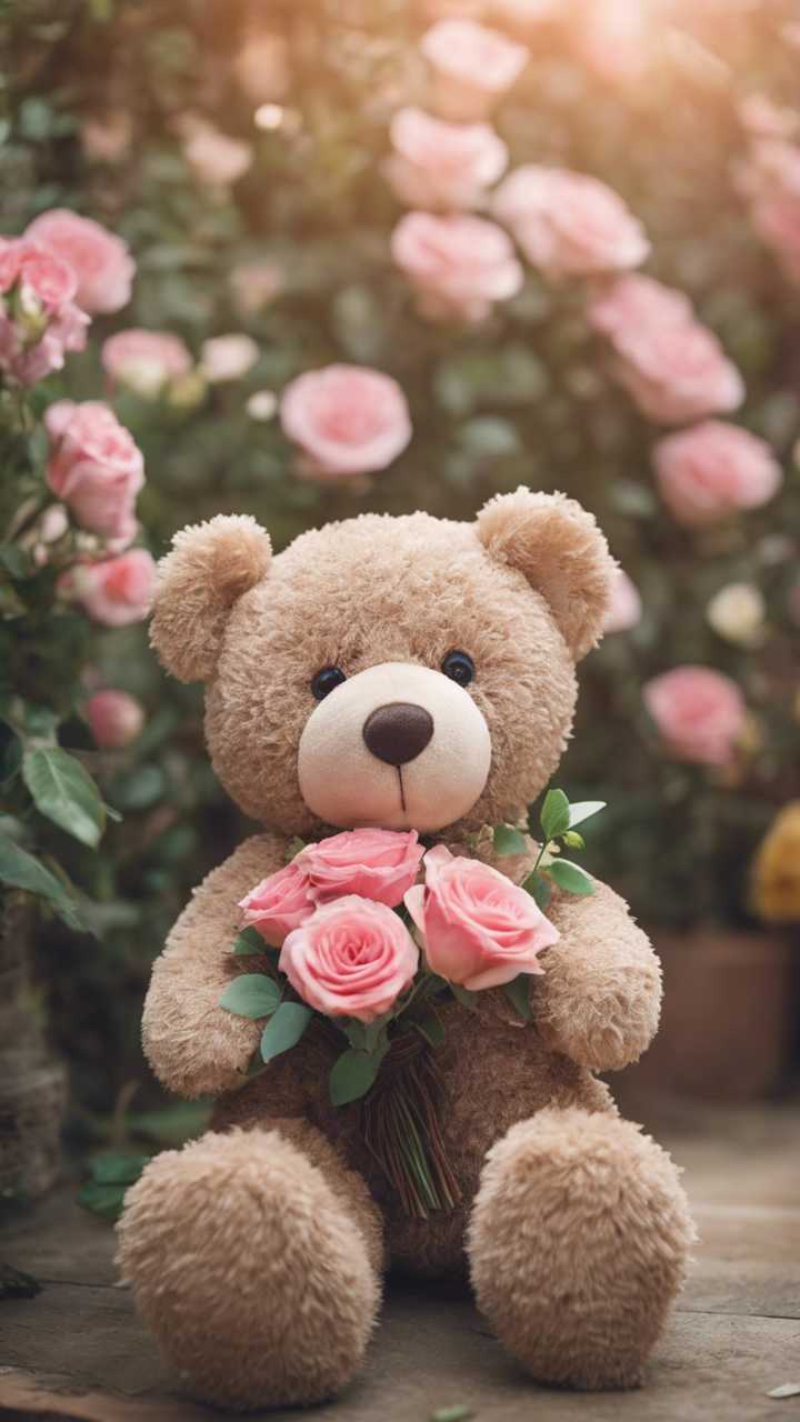 A teddy bear in a romantic setting