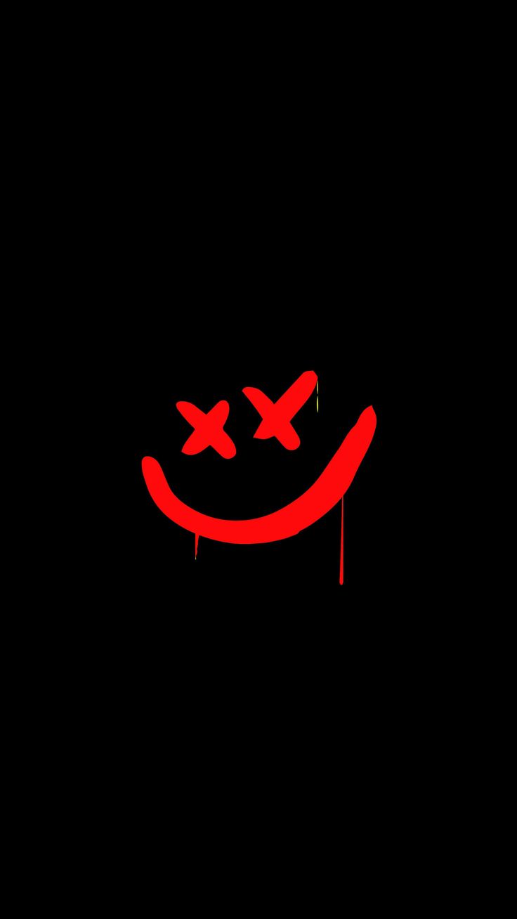 Drippy Smiley Red Dark Background 4K
