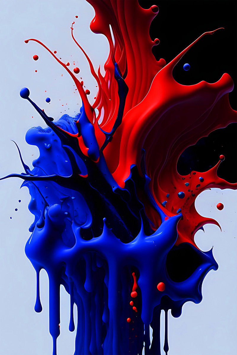 Acrylic Blue And Red Colors In