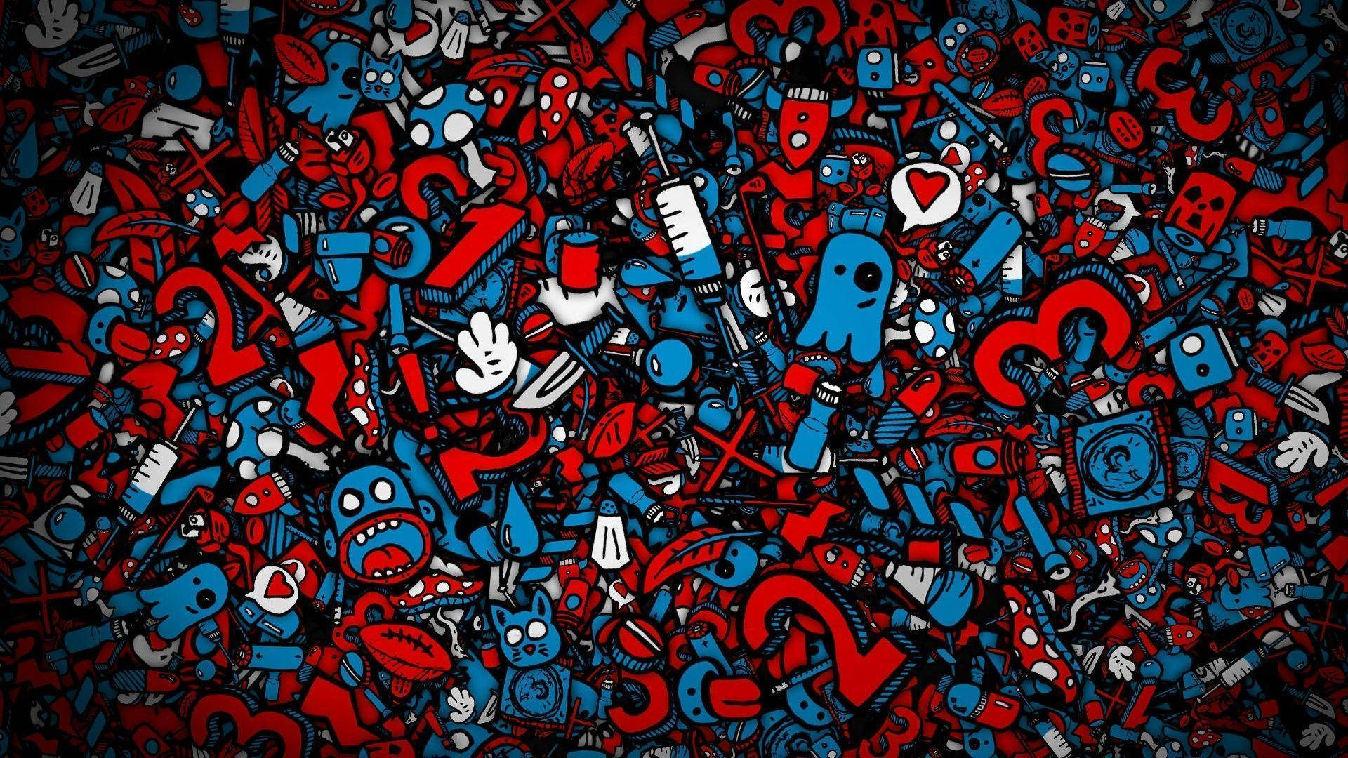 Blue Doodle Art Wallpaper