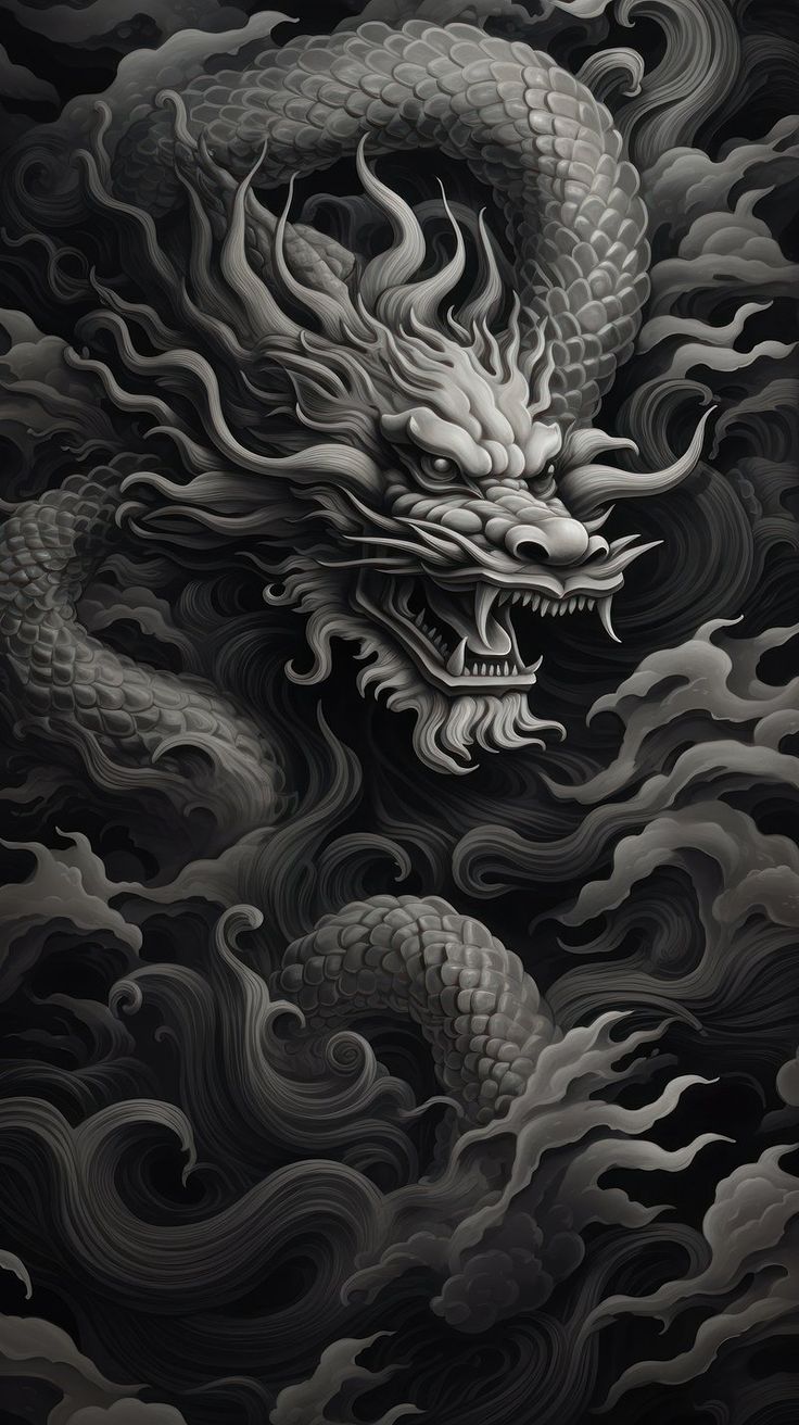 chinese dragon black background